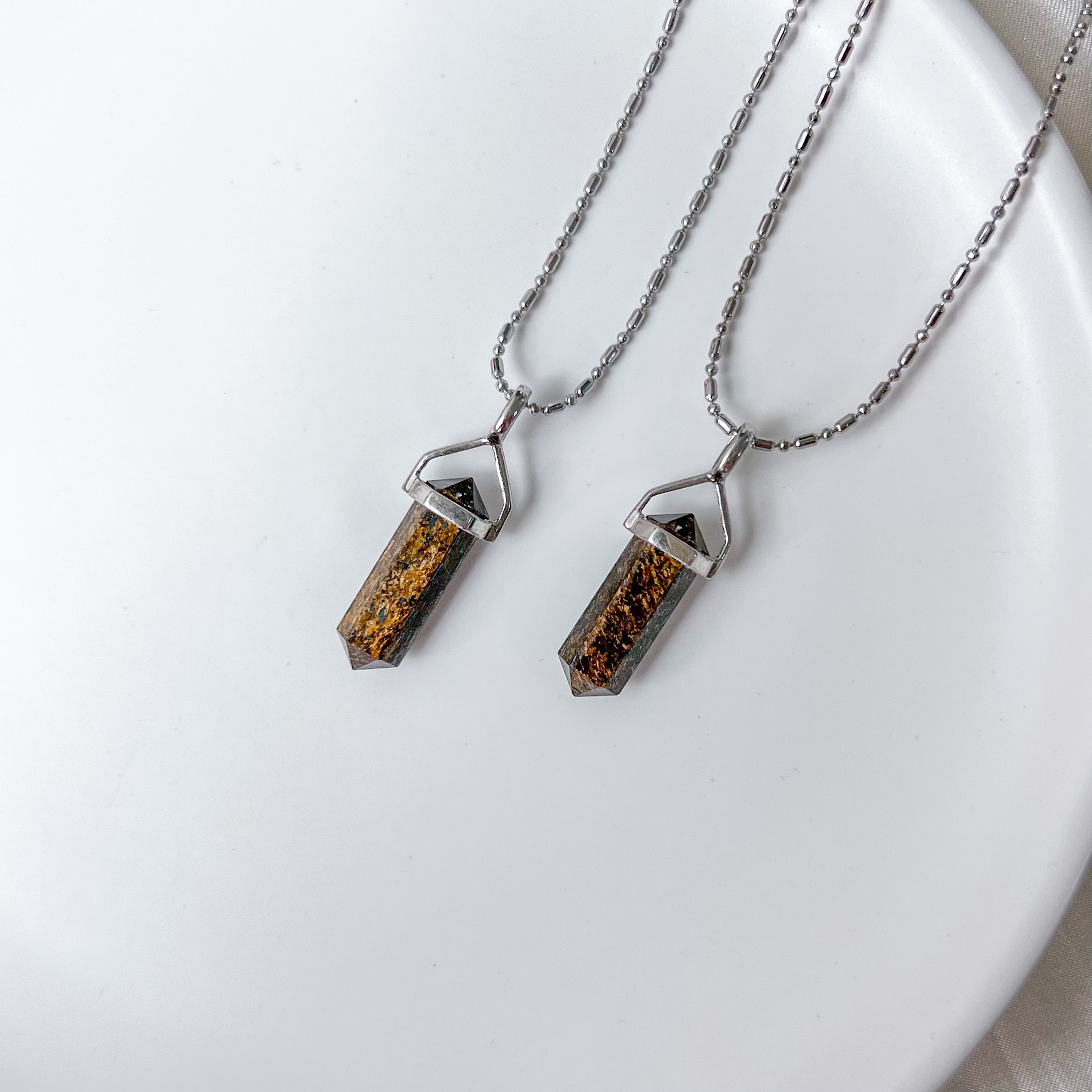 Bronzite Double Pointer Pendant