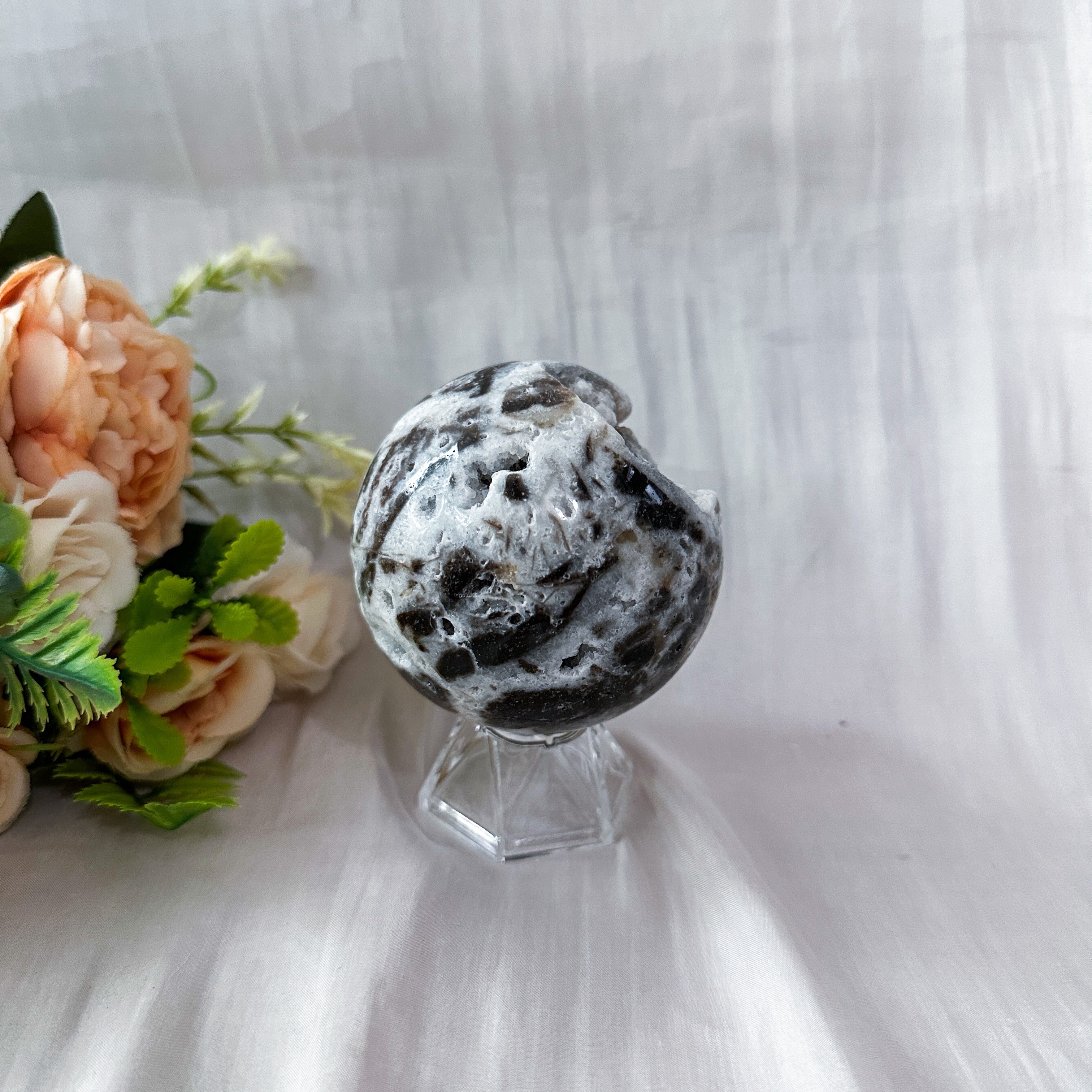 Zebra Druzy Jasper Sphere 69.3mm
