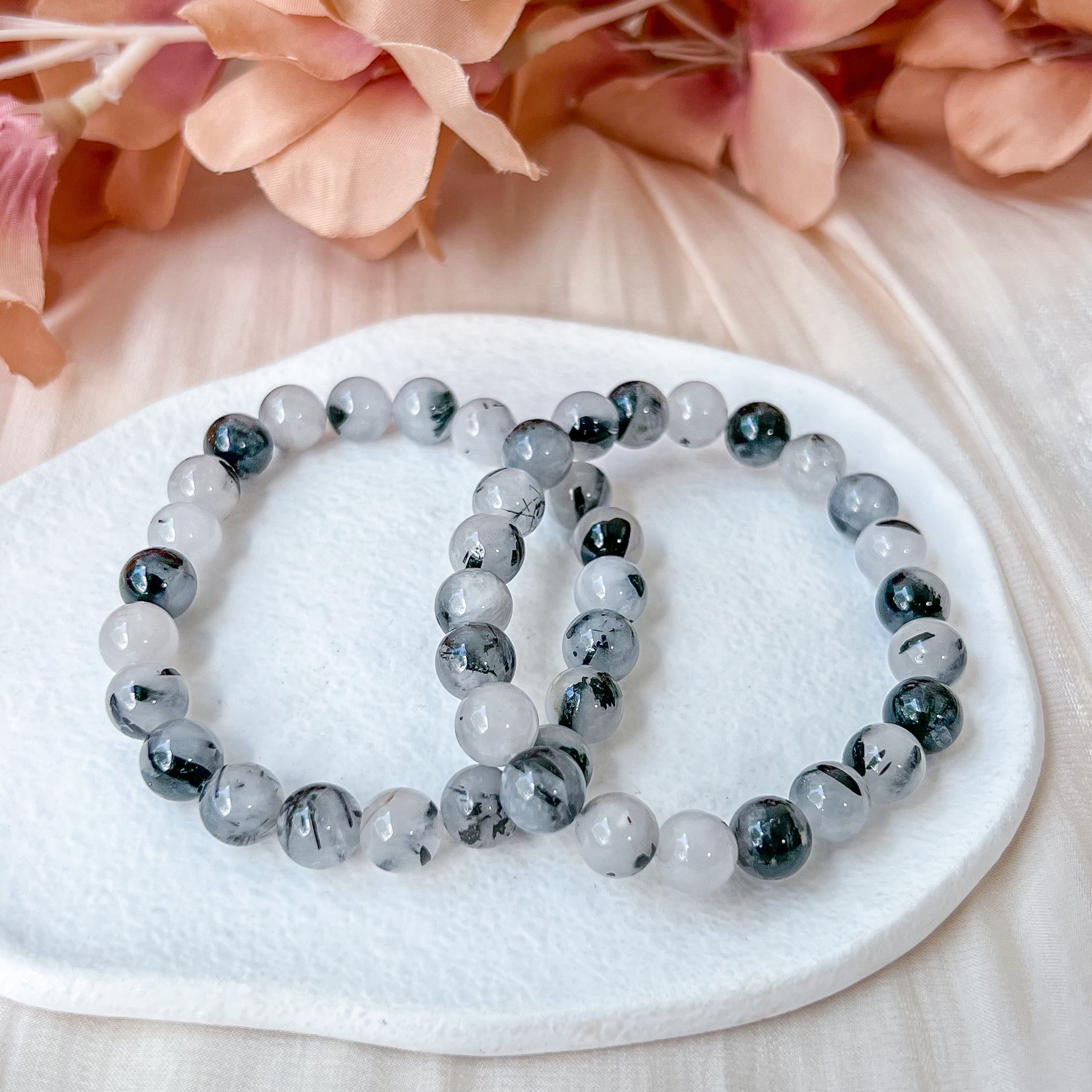 Black Rutilated Quartz 8mm Bracelet