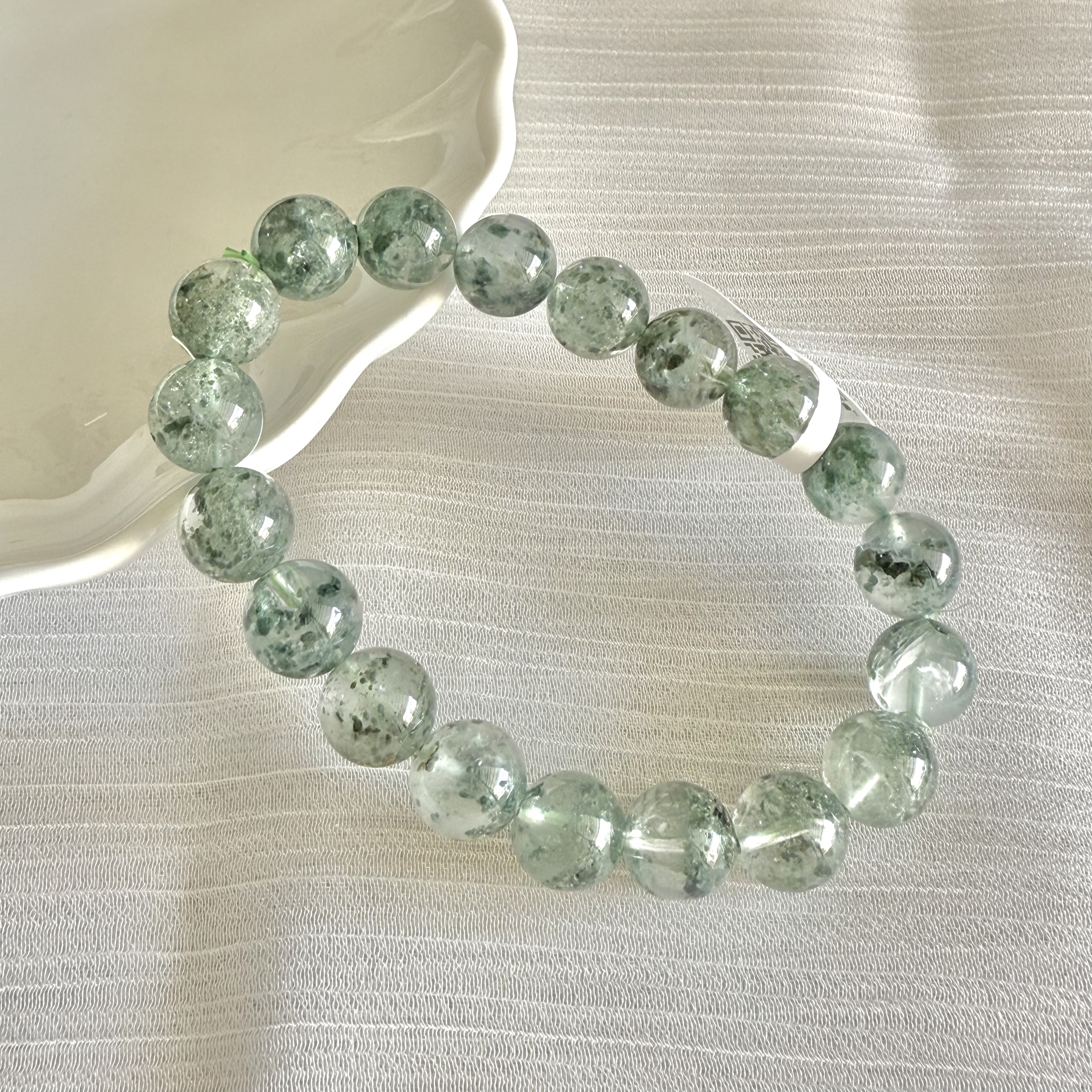 Green Mica in Quartz 10mm Bracelet