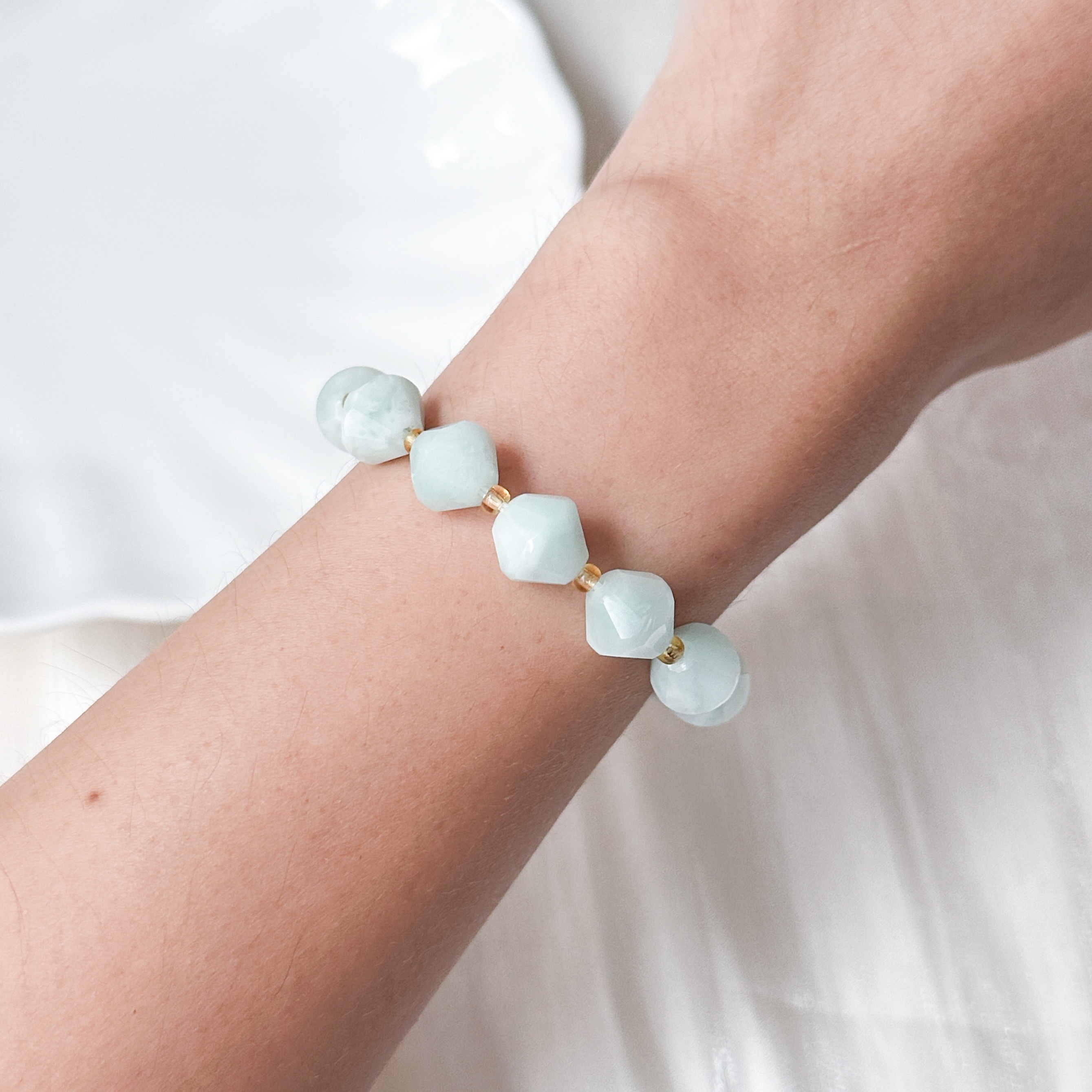 Green Angelite 10mm Bicone Bracelet