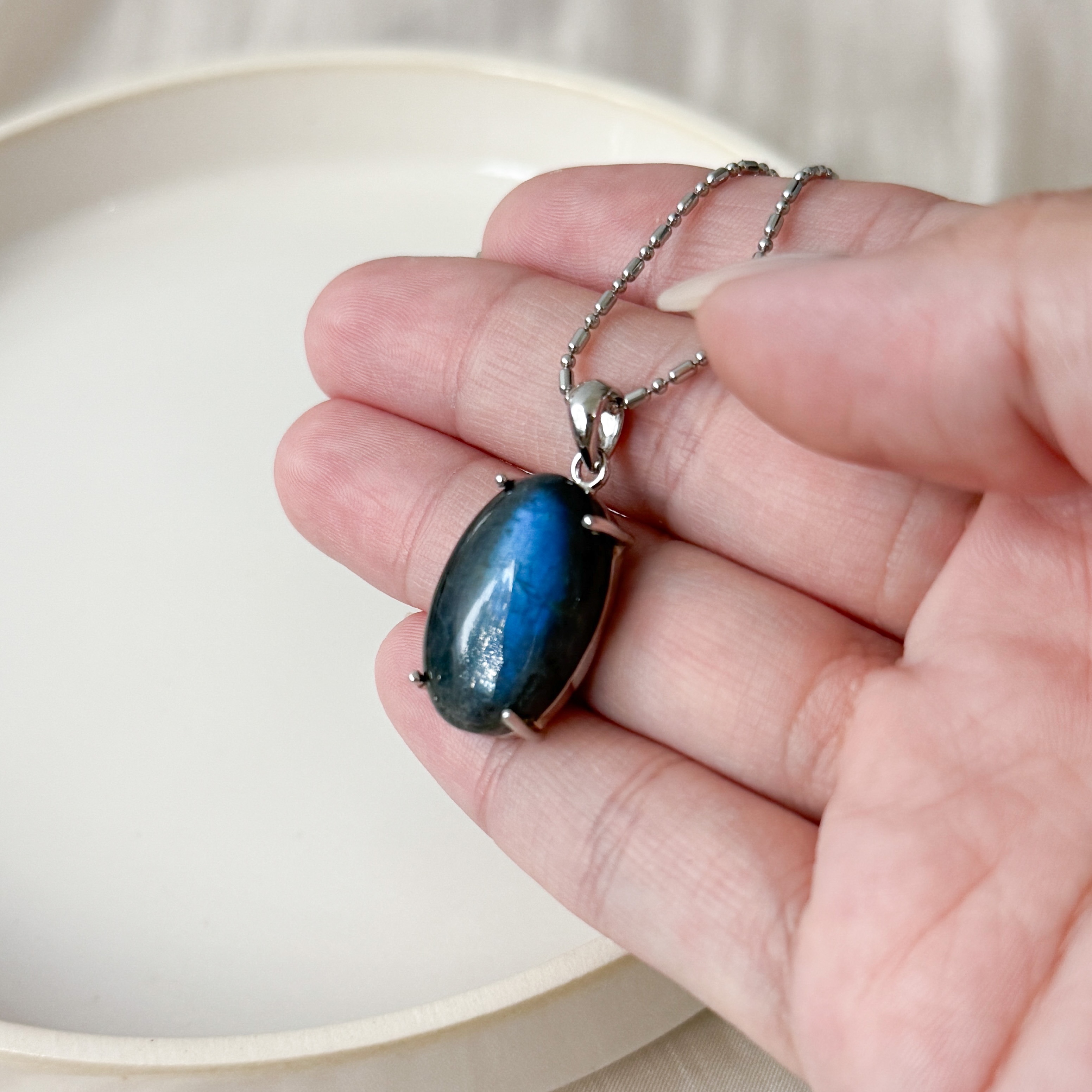 Midnight Blue Labradorite Oval Pendant