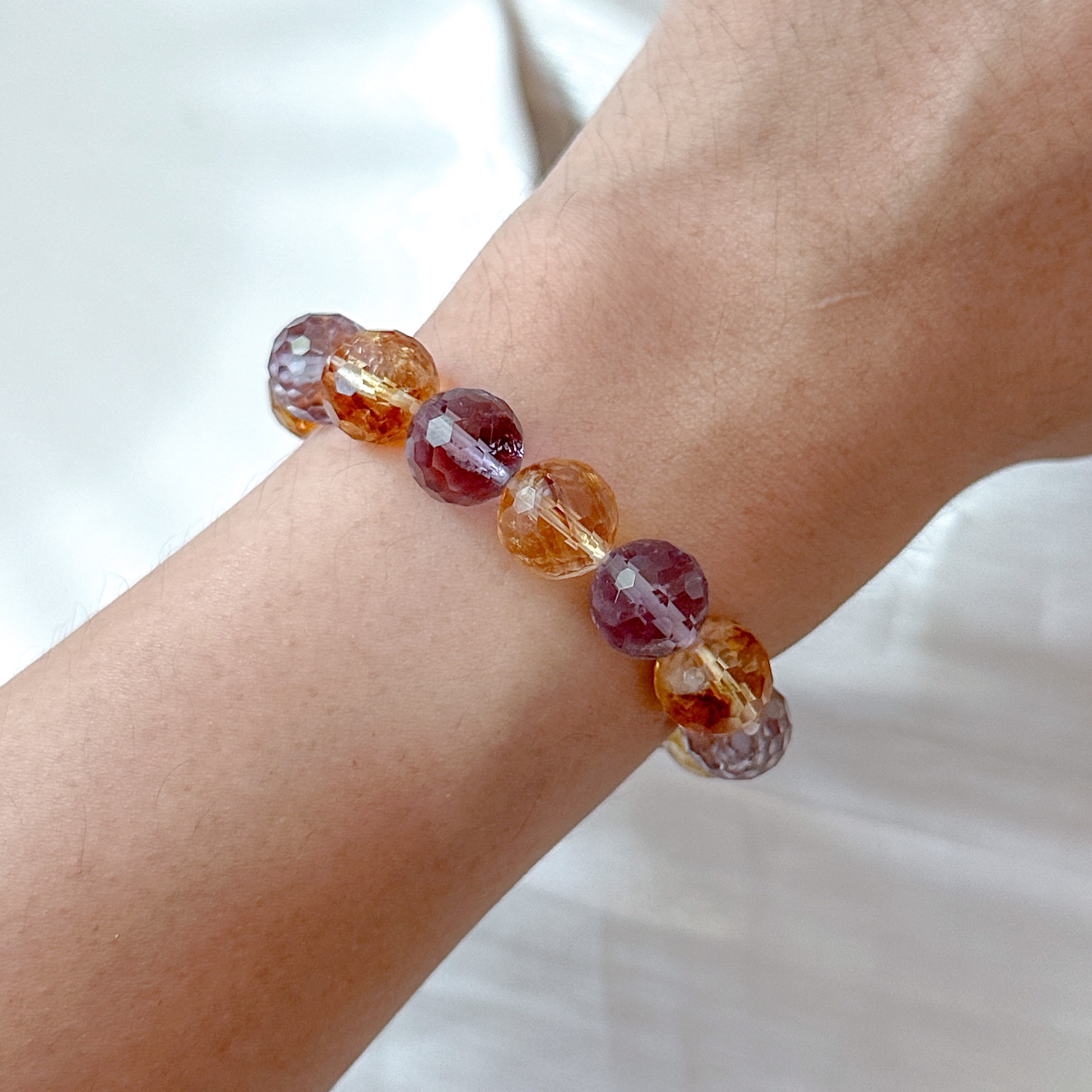Amethyst and Citrine 10mm Cut Bracelet