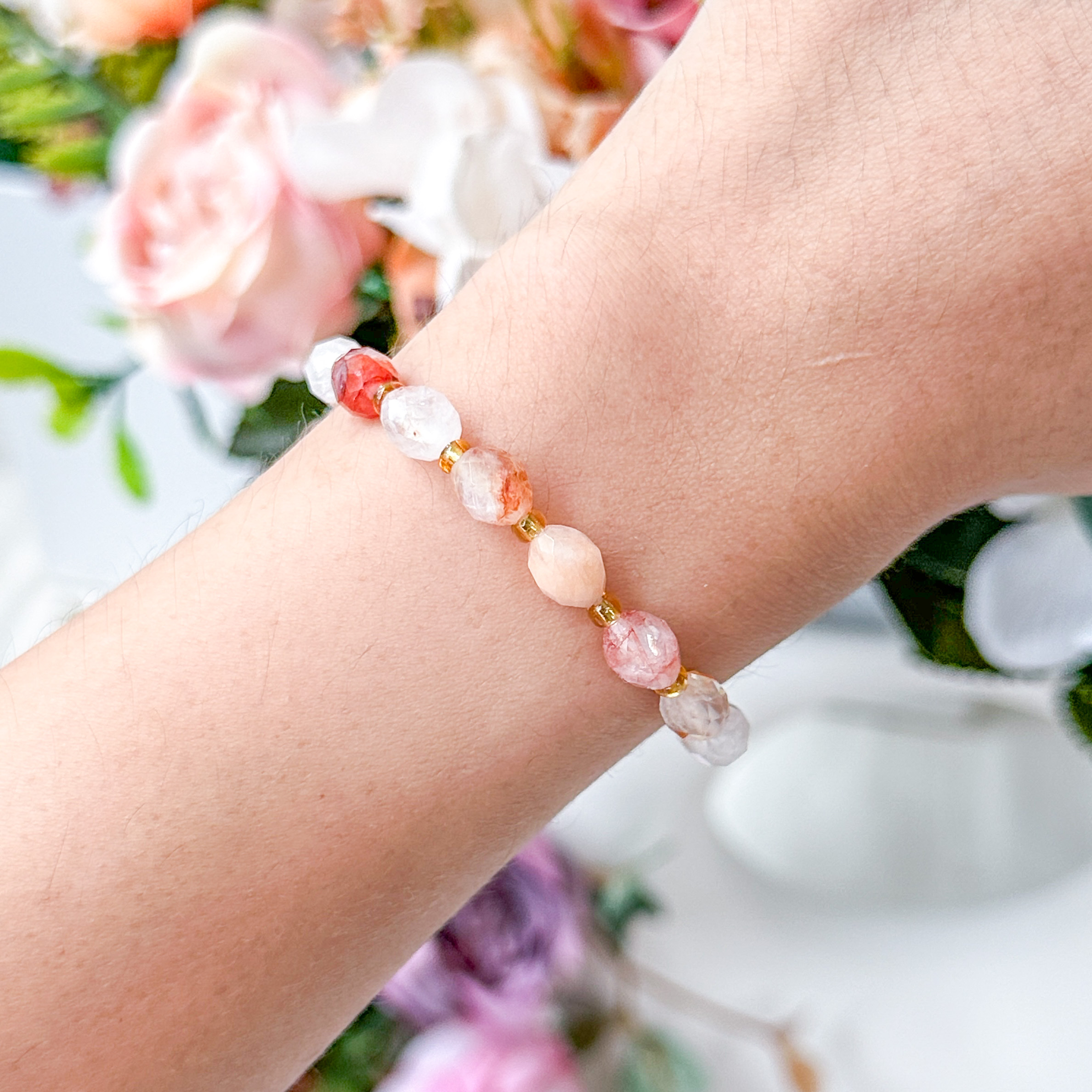 Hematoid Quartz Olive Cut Bracelet