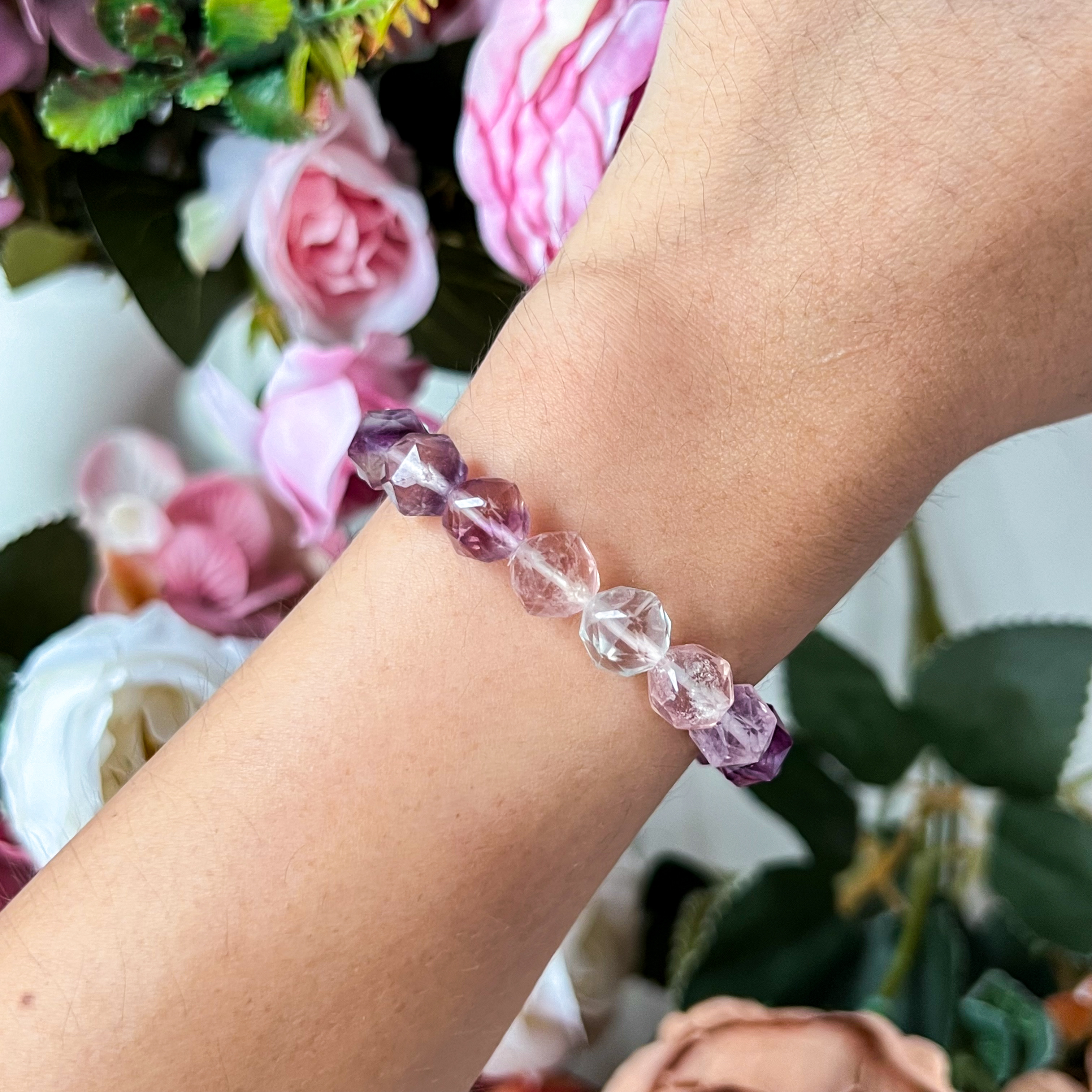 Multi Colour Fluorite 8mm Diamond Cut Bracelet