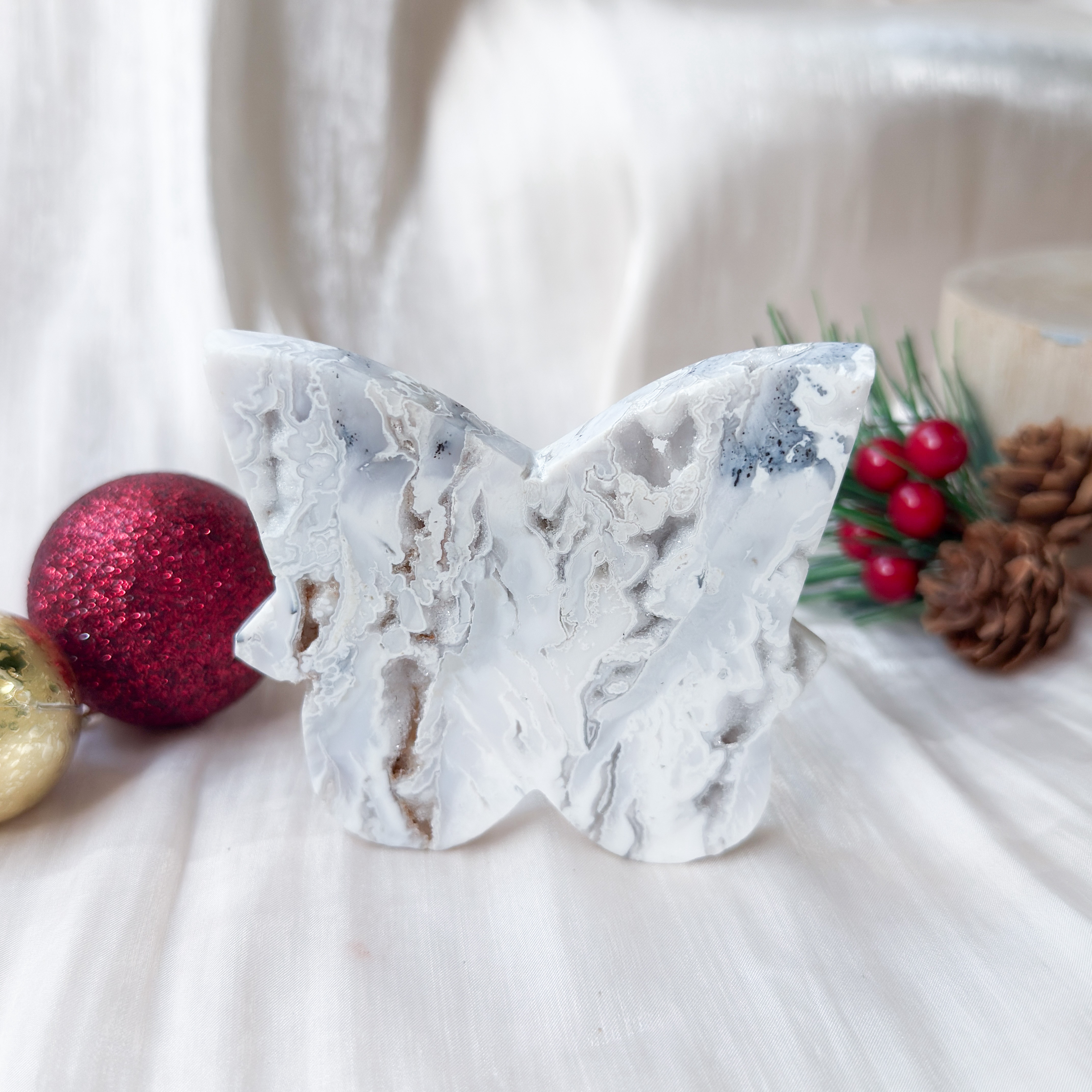 White Plume Druzy Agate Butterfly [Black Friday]