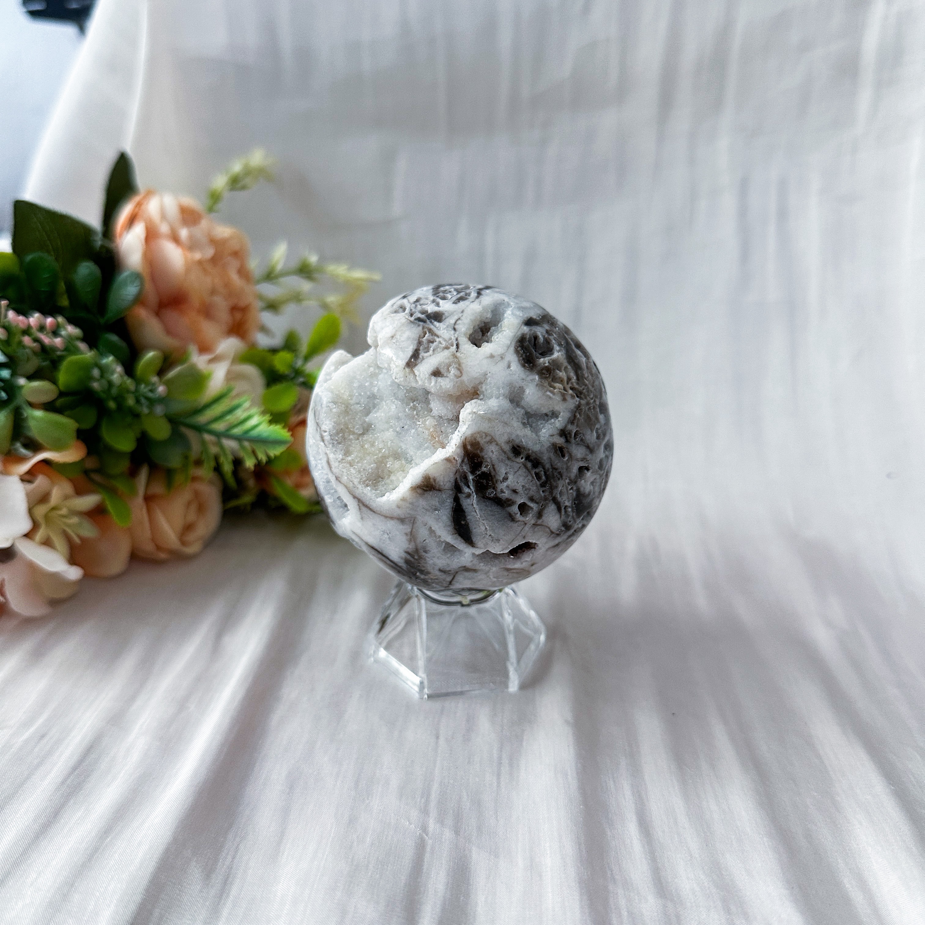 Zebra Druzy Jasper Sphere 69.2mm