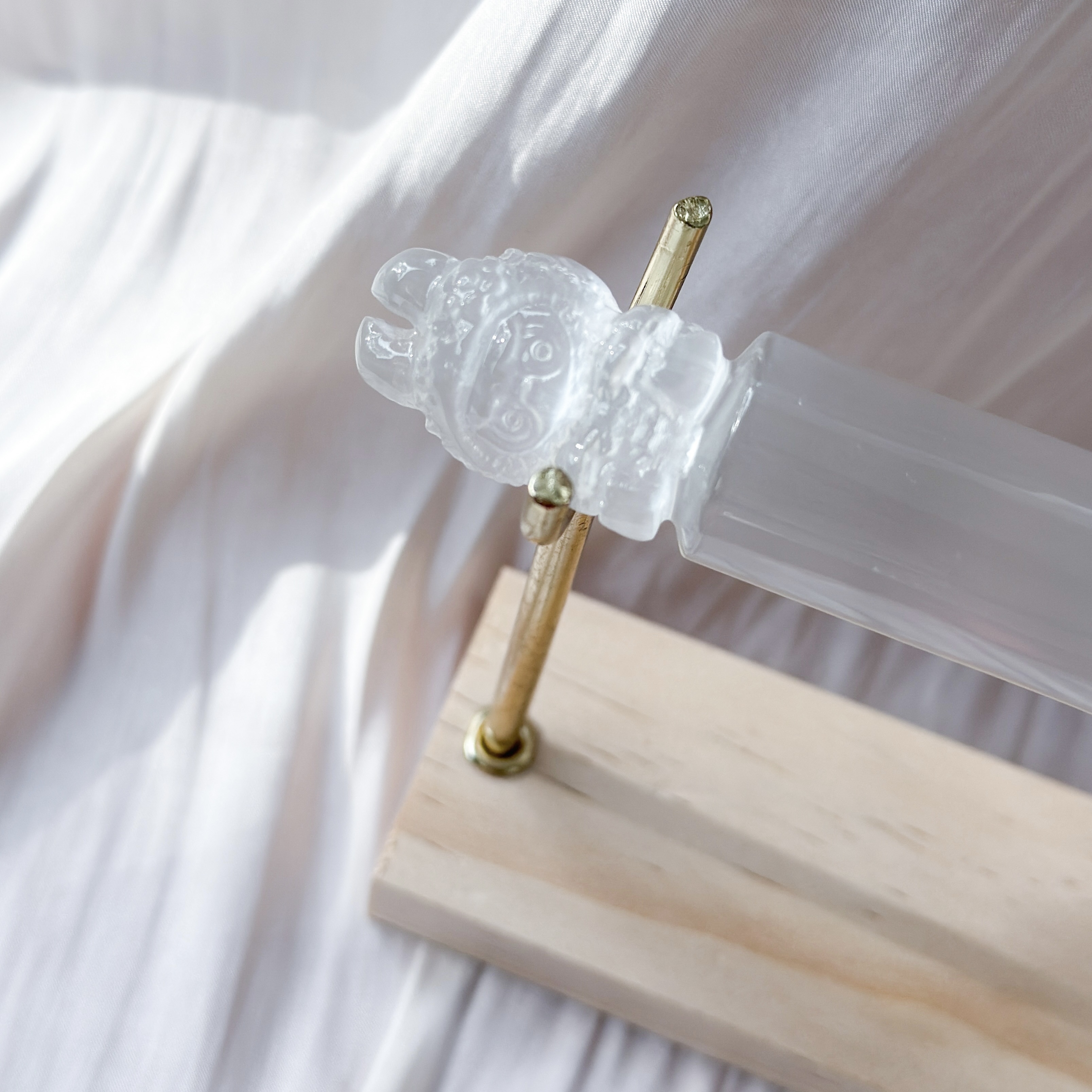 Selenite Labubu Rod Stand