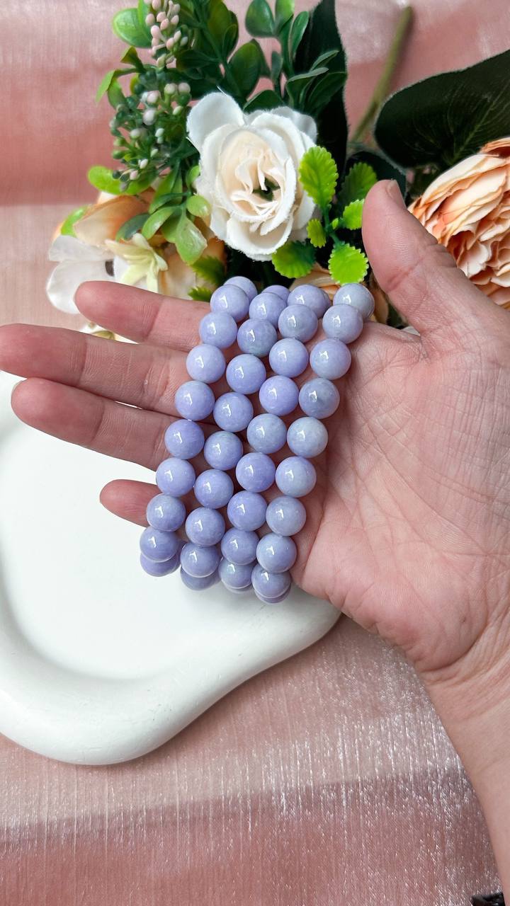 Grade A Premium Lavender Jade 9+mm Bracelet
