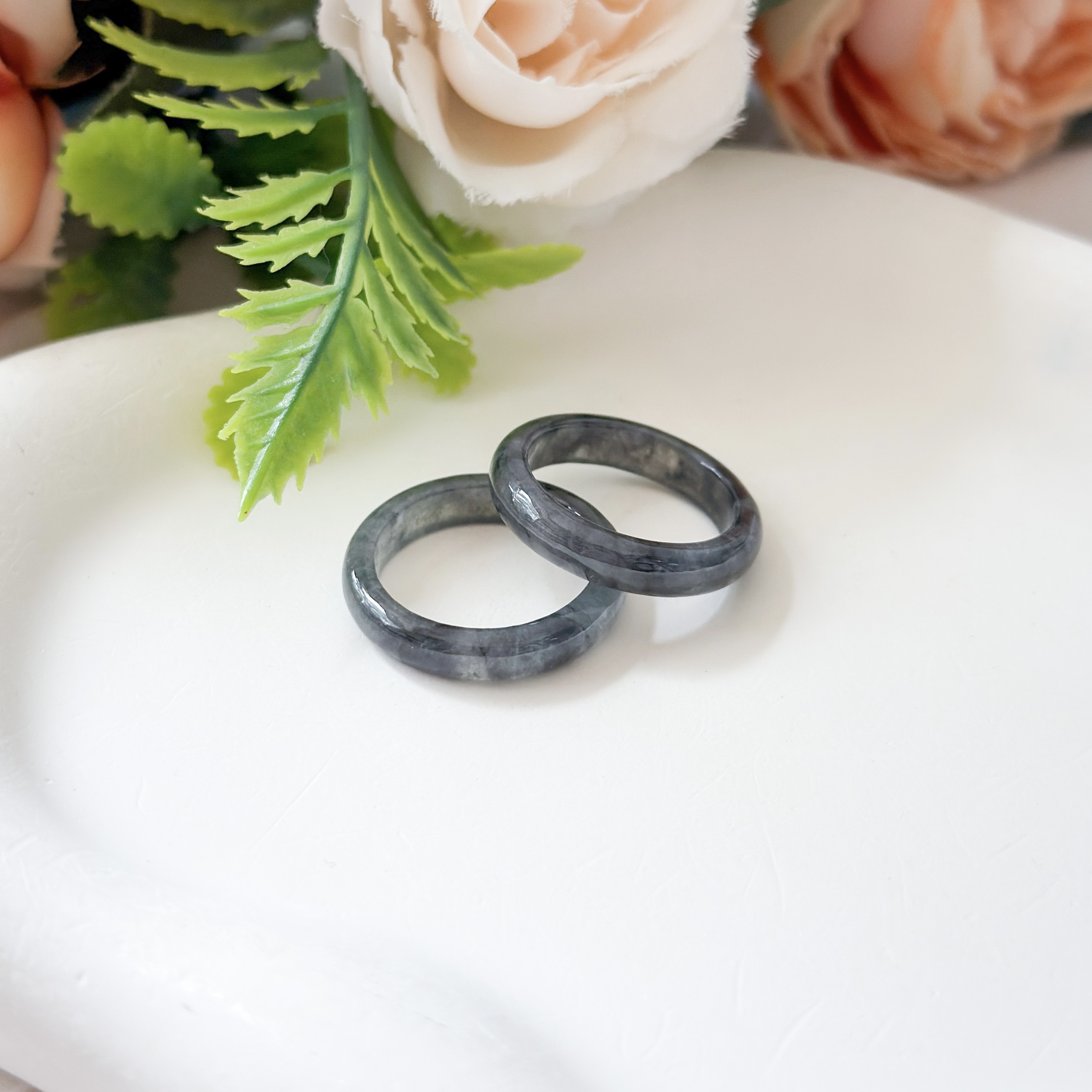 Grade A Ash Grey Jade Full Ring