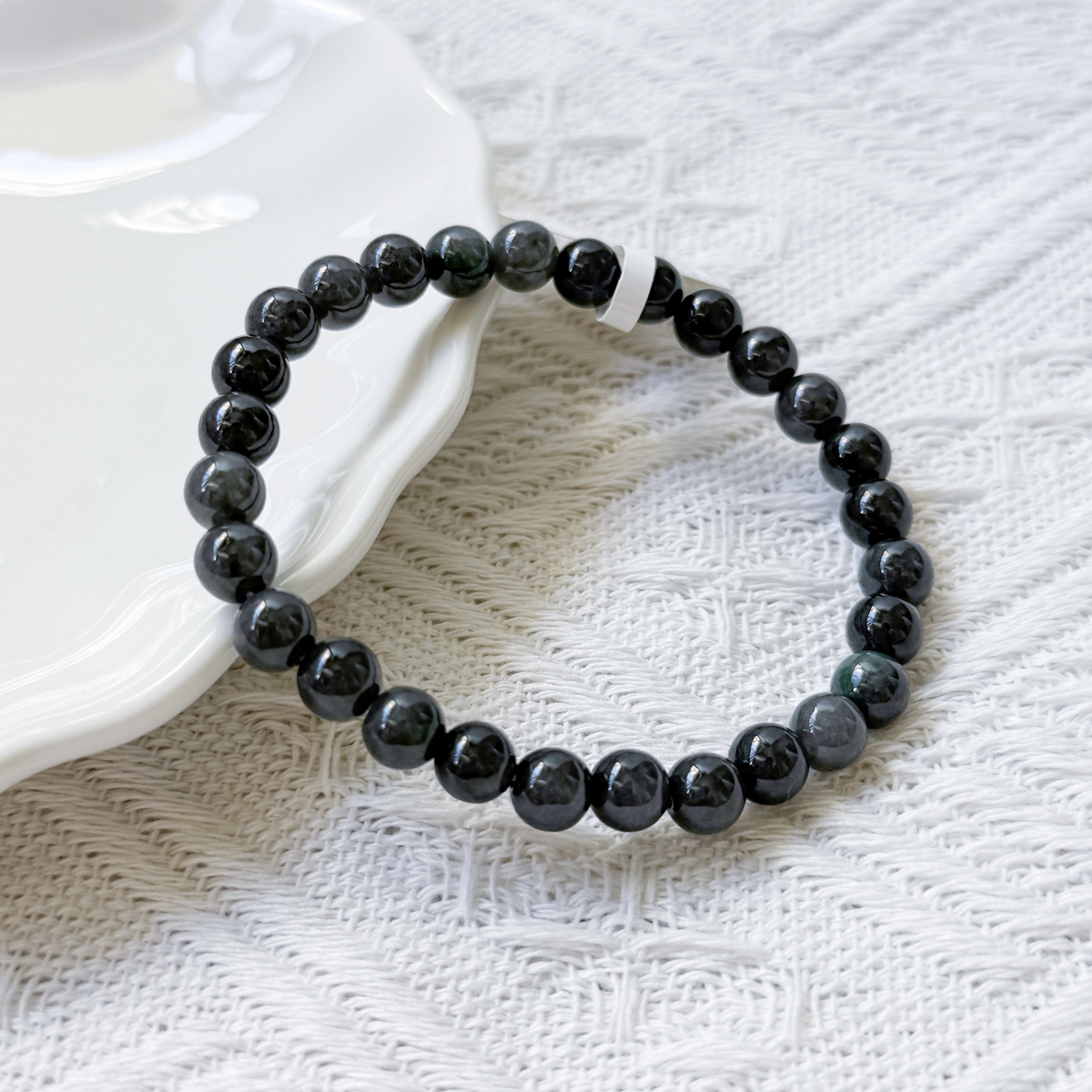 Grade A Ash Grey Jade 6-7mm Bracelet