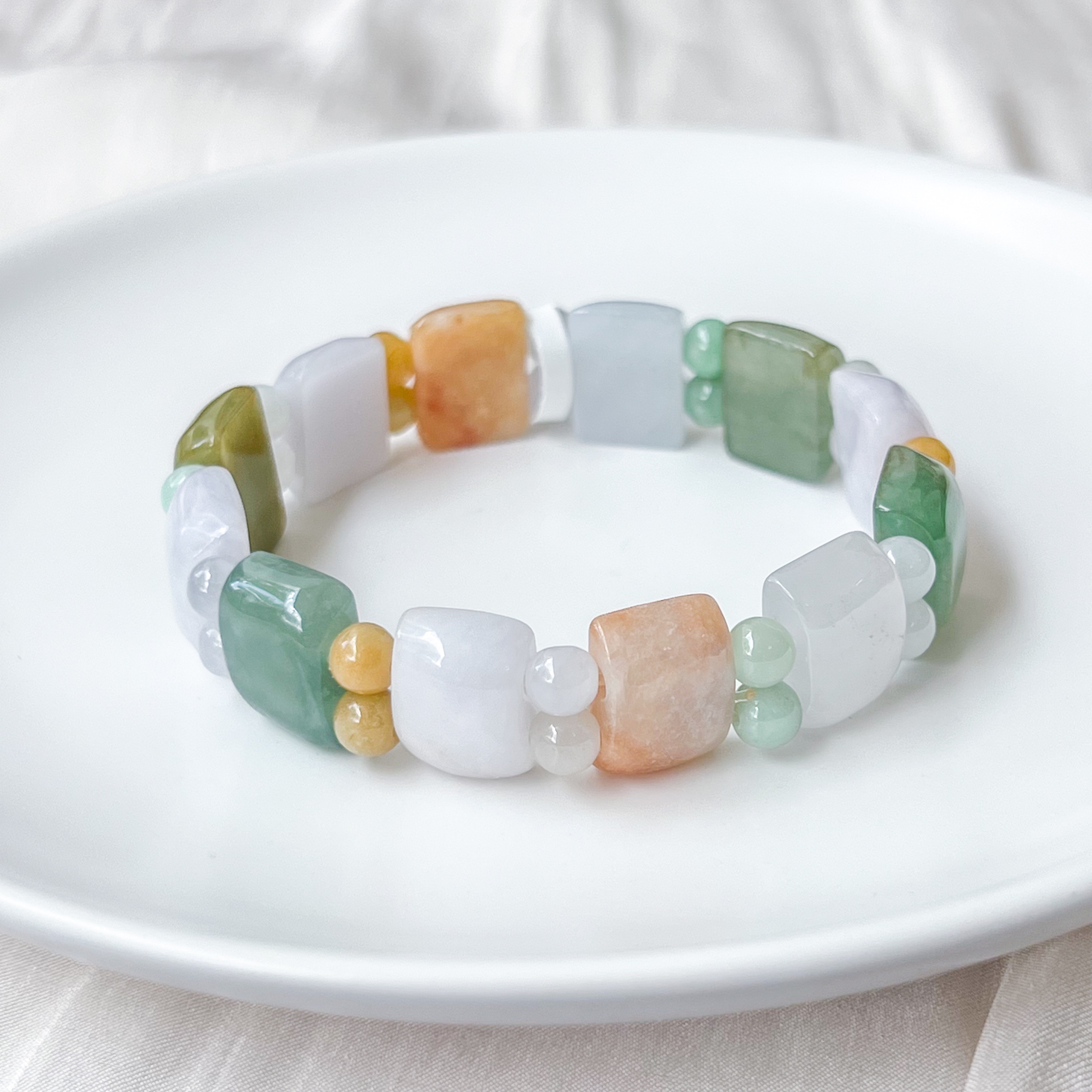 Grade A Multi Colour Jade Rectangular Bracelet