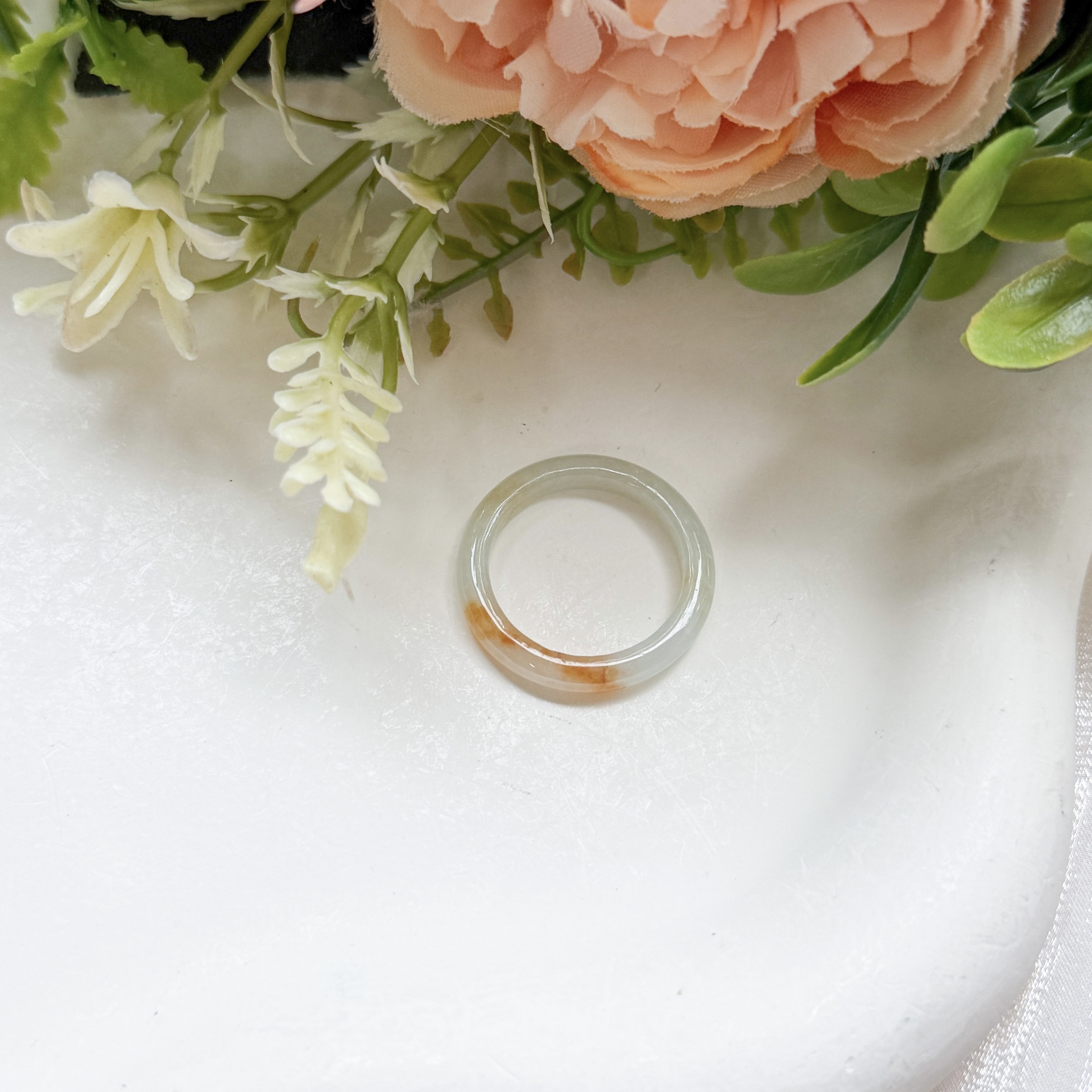 Grade A Autumn Vein Full Jade Ring