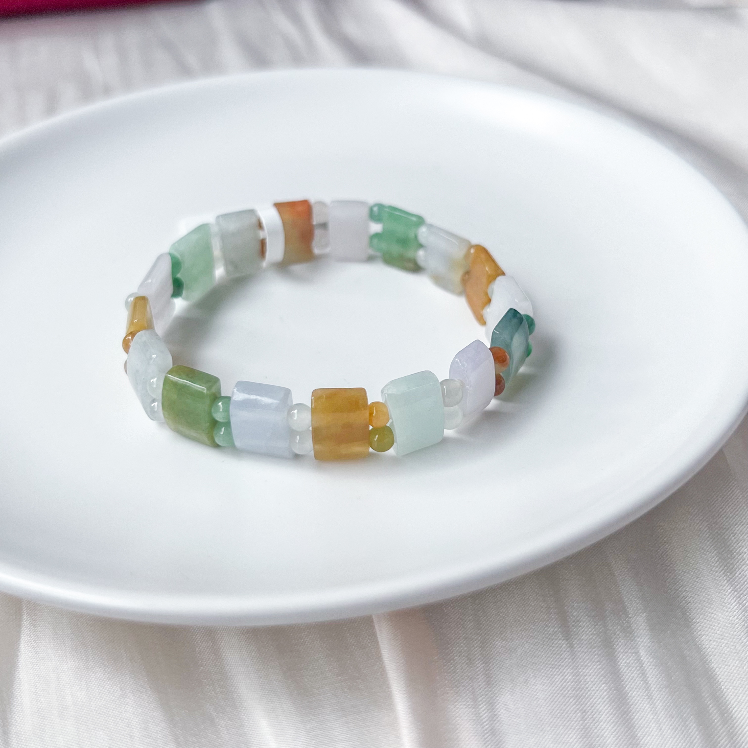 Grade A Multi Colour Jade Rect (S) Bracelet