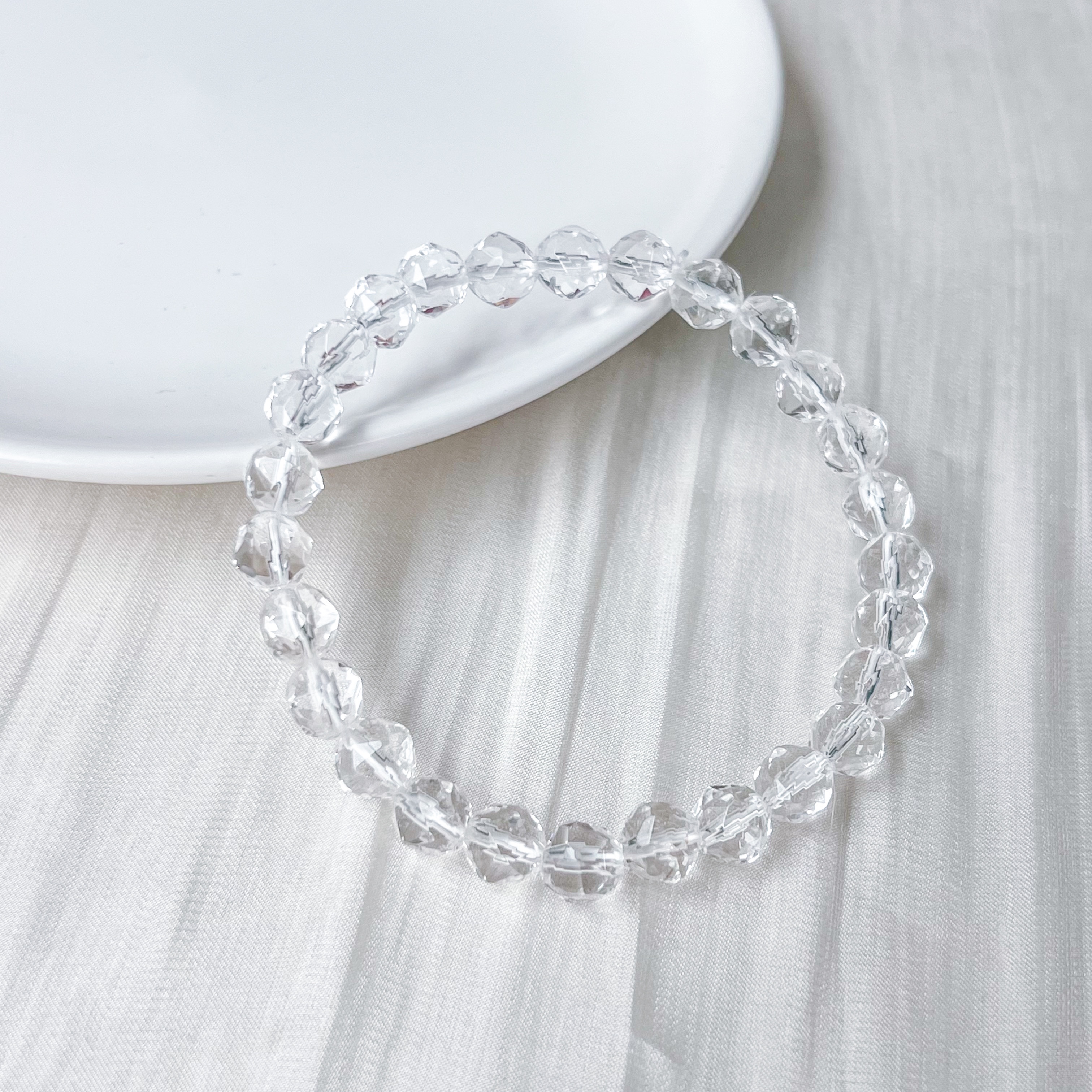 Clear Quartz 7-8mm Diamond Bracelet