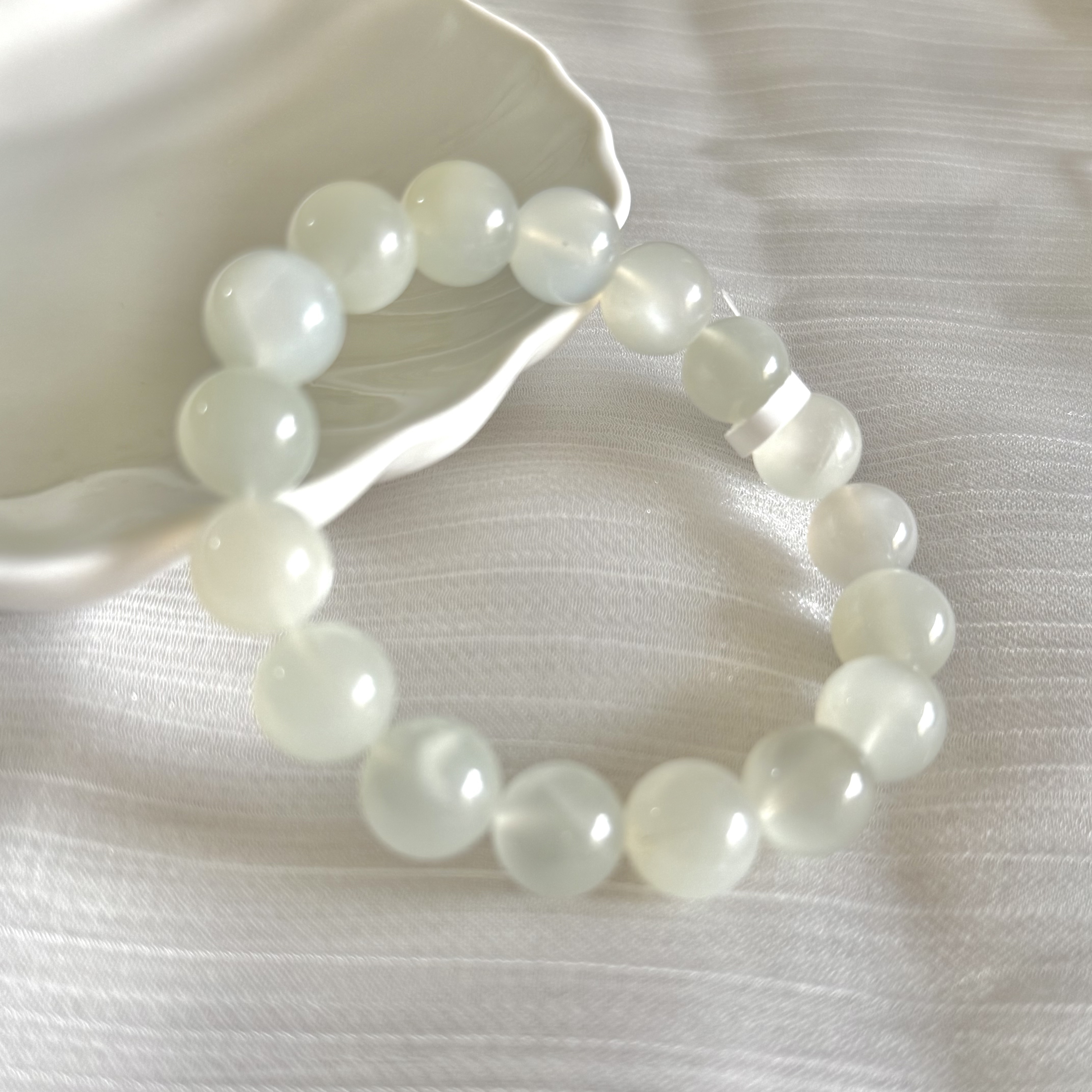 White Moonstone 12mm Bracelet