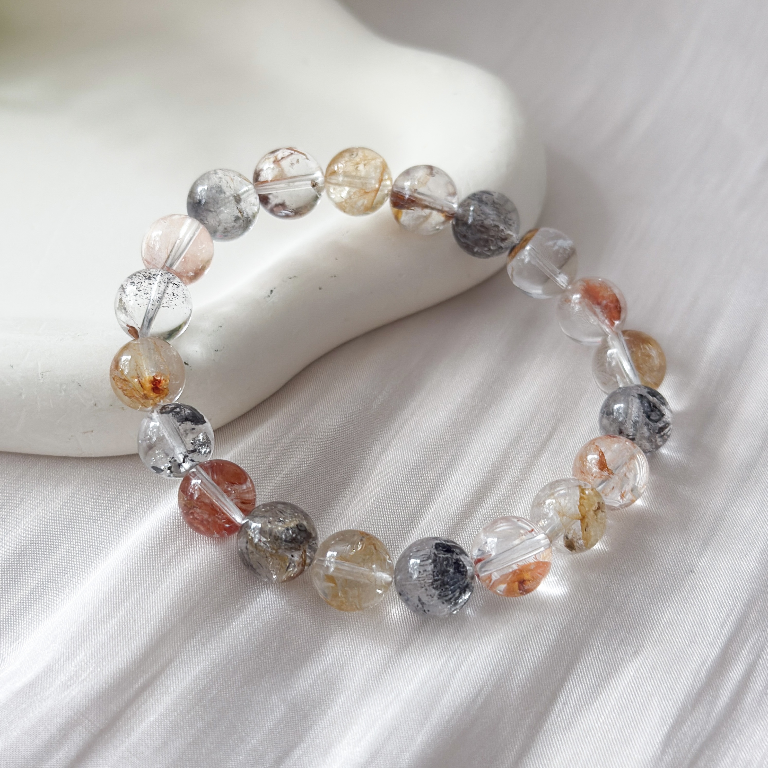 Multi Colour Hematoid Quartz 10mm AAA+ Bracelet