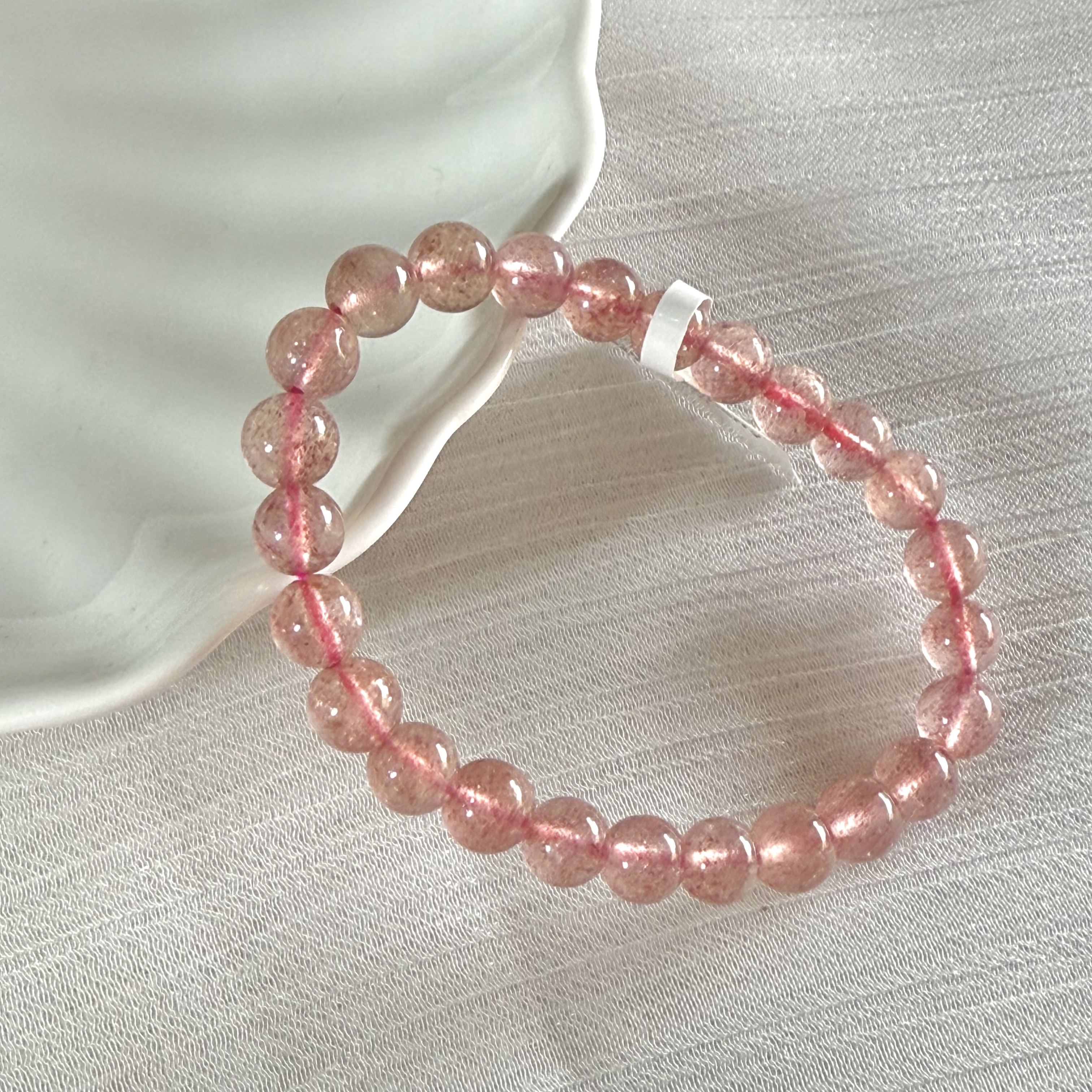 Frosty Strawberry Quartz 6mm Bracelet