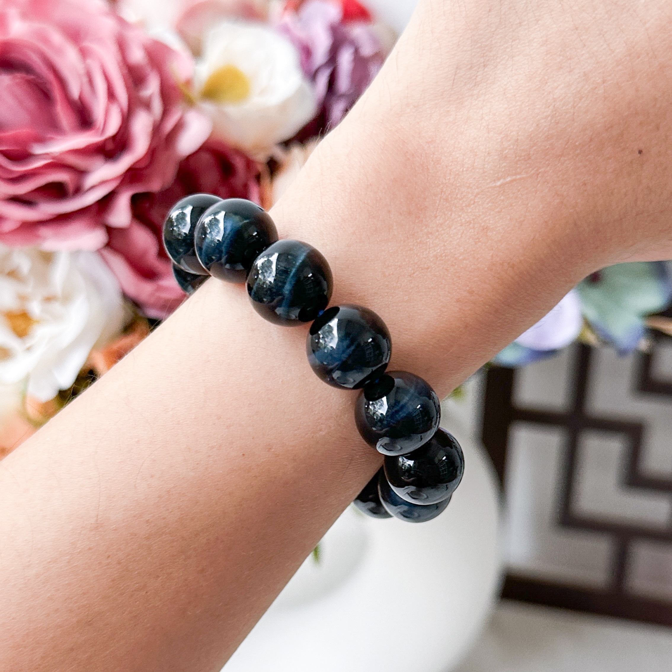 Devil Blue Tiger Eye 12mm Bracelet