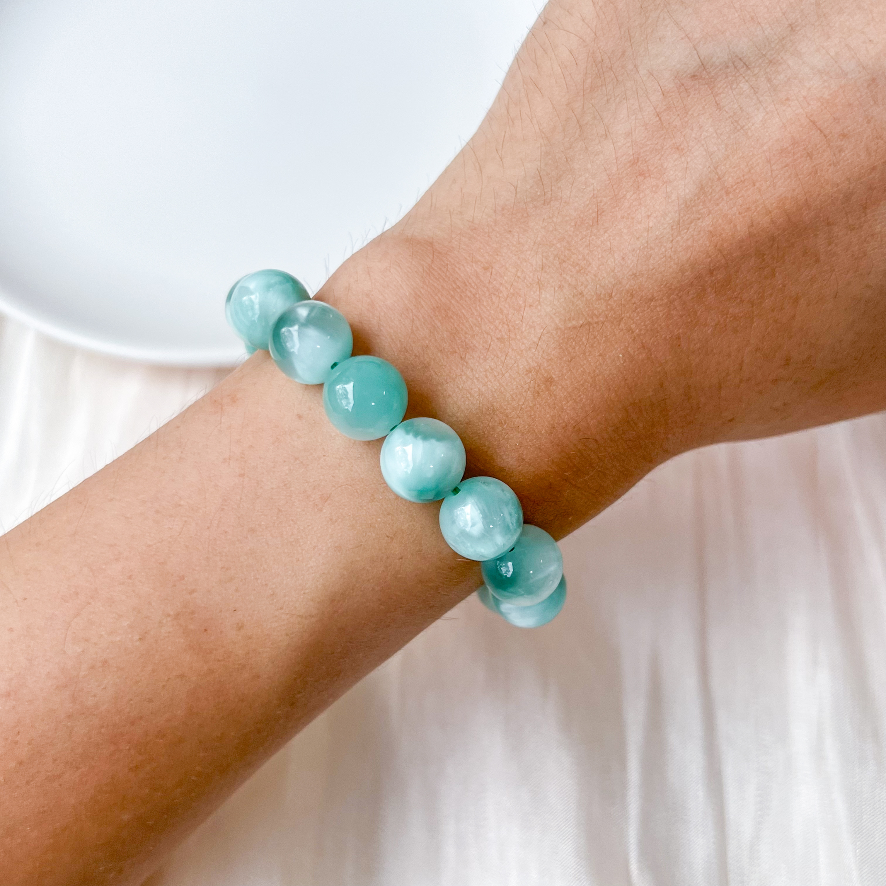 Shimmery Green Angelite 10mm Bracelet