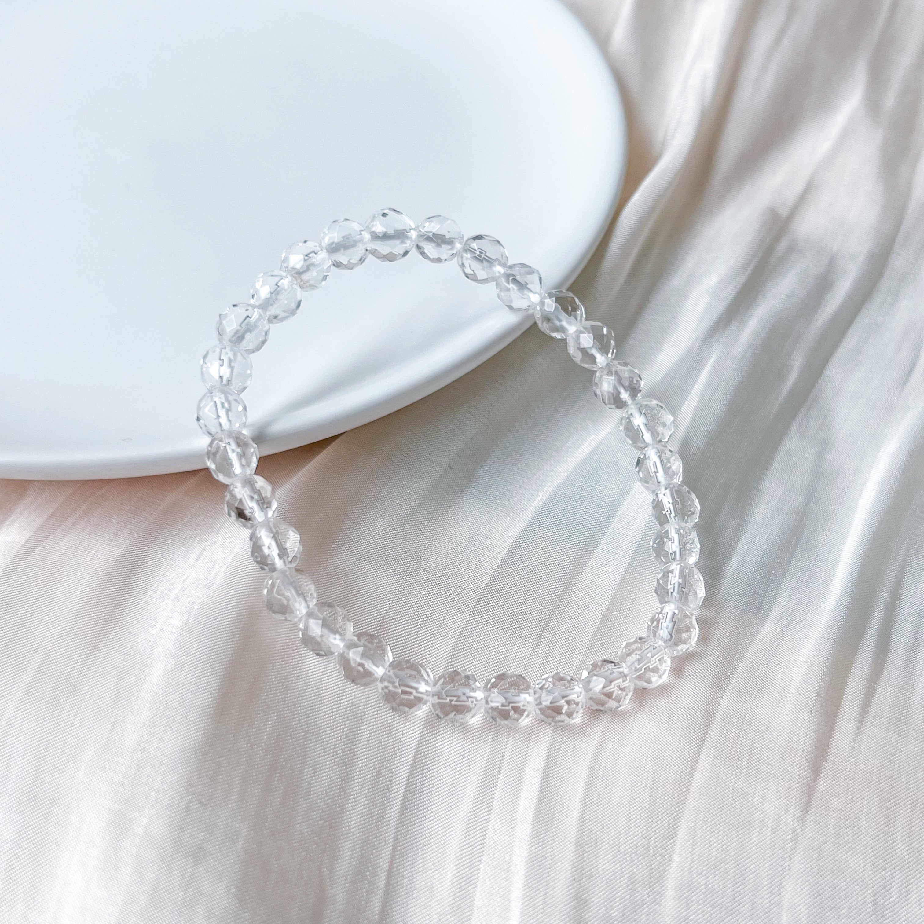 Clear Quartz 6mm Cut Bracelet