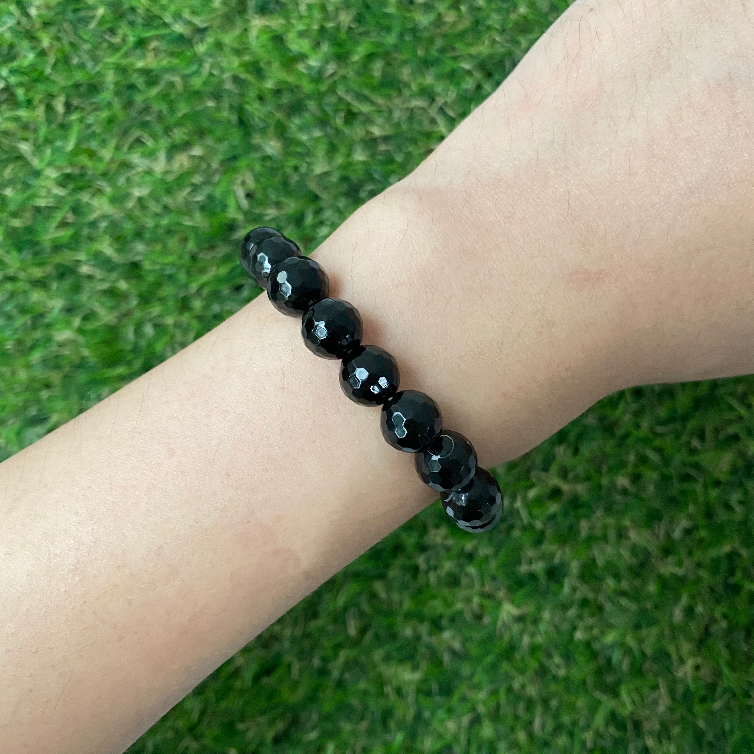 Obsidian 8mm Faceted Bracelet