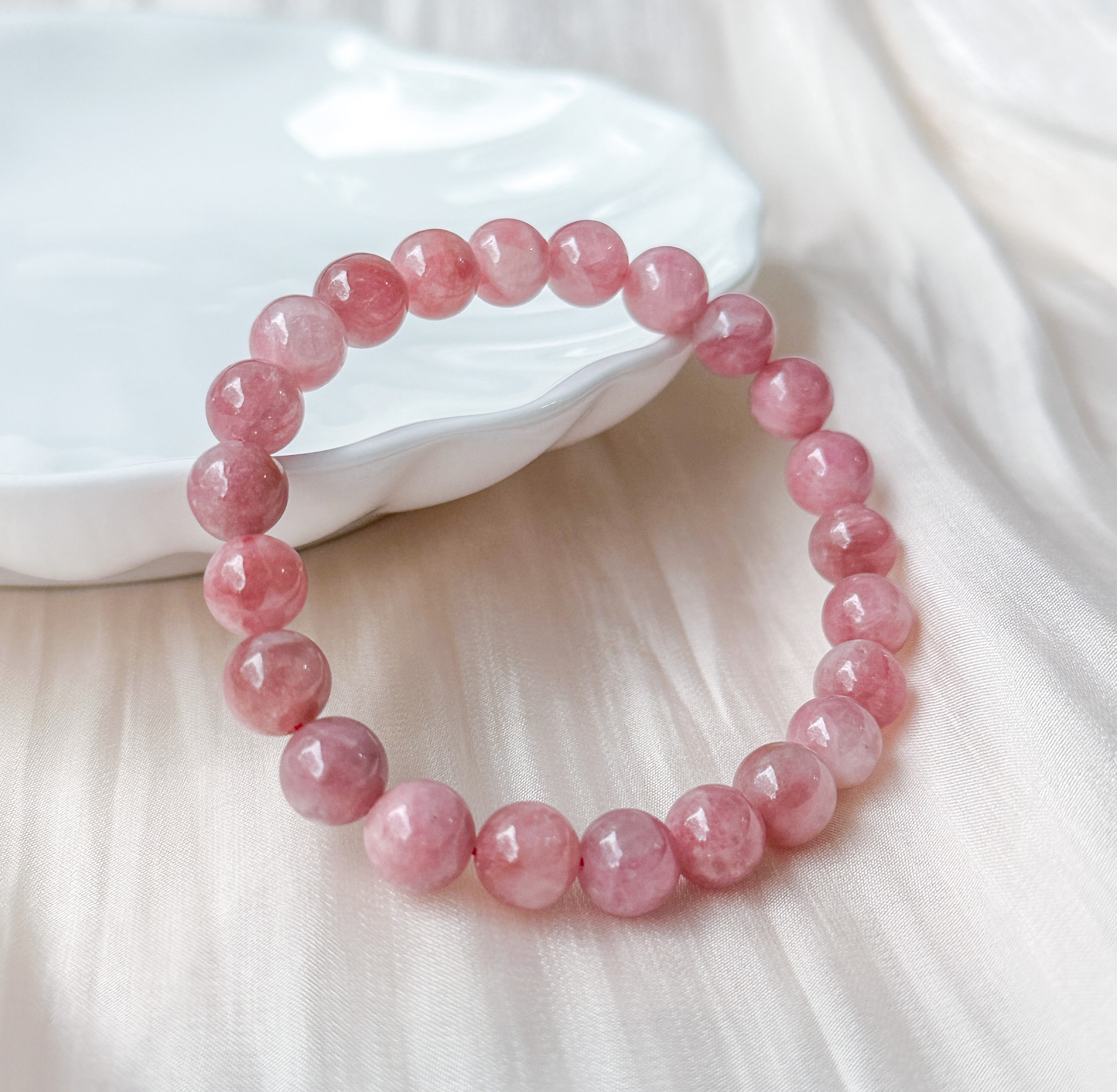 Cherry Blossom Tourmaline 8mm Bracelet