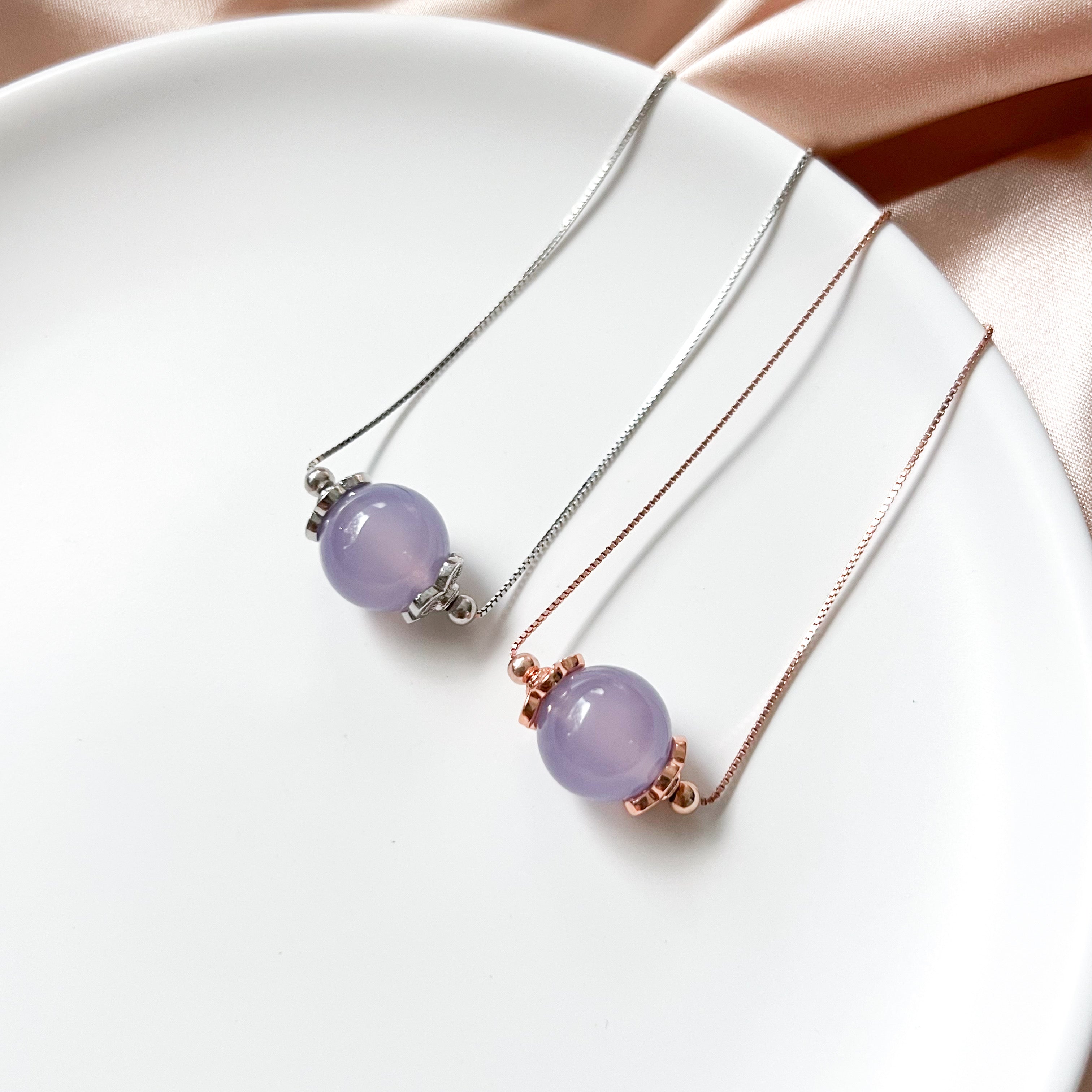 Purple Chalcedony Solitaire Necklace