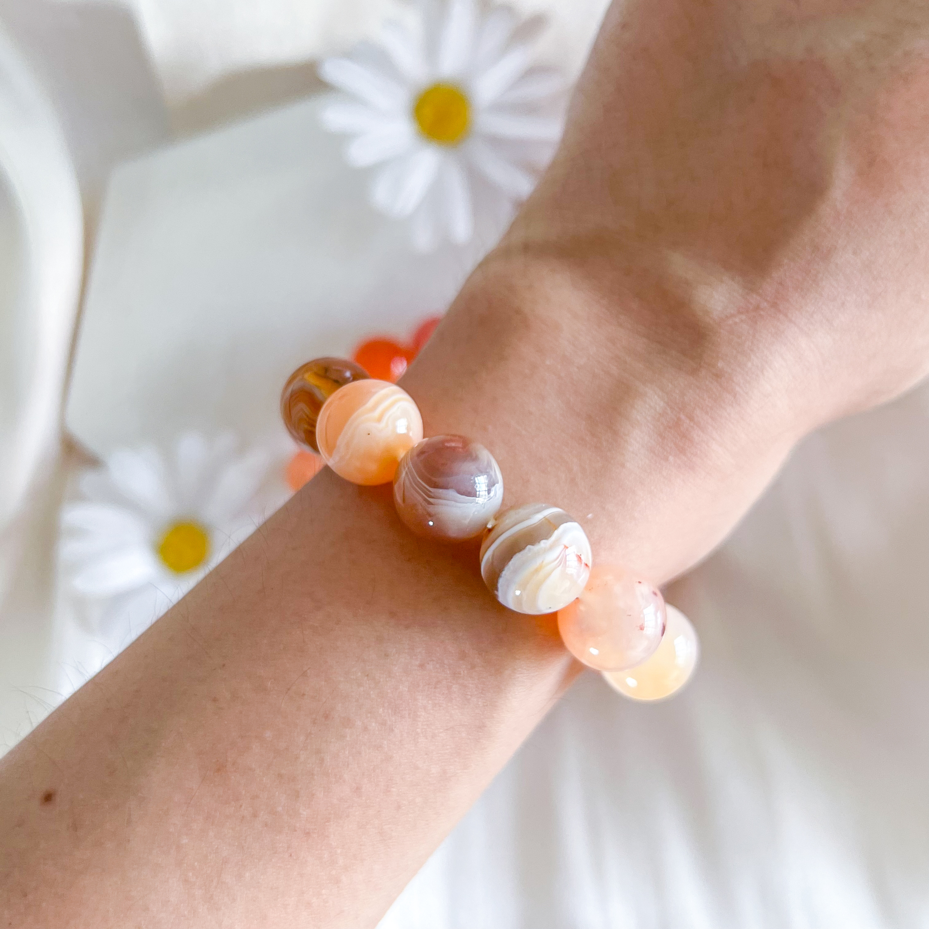 Pink Botswana Agate 12mm Bracelet