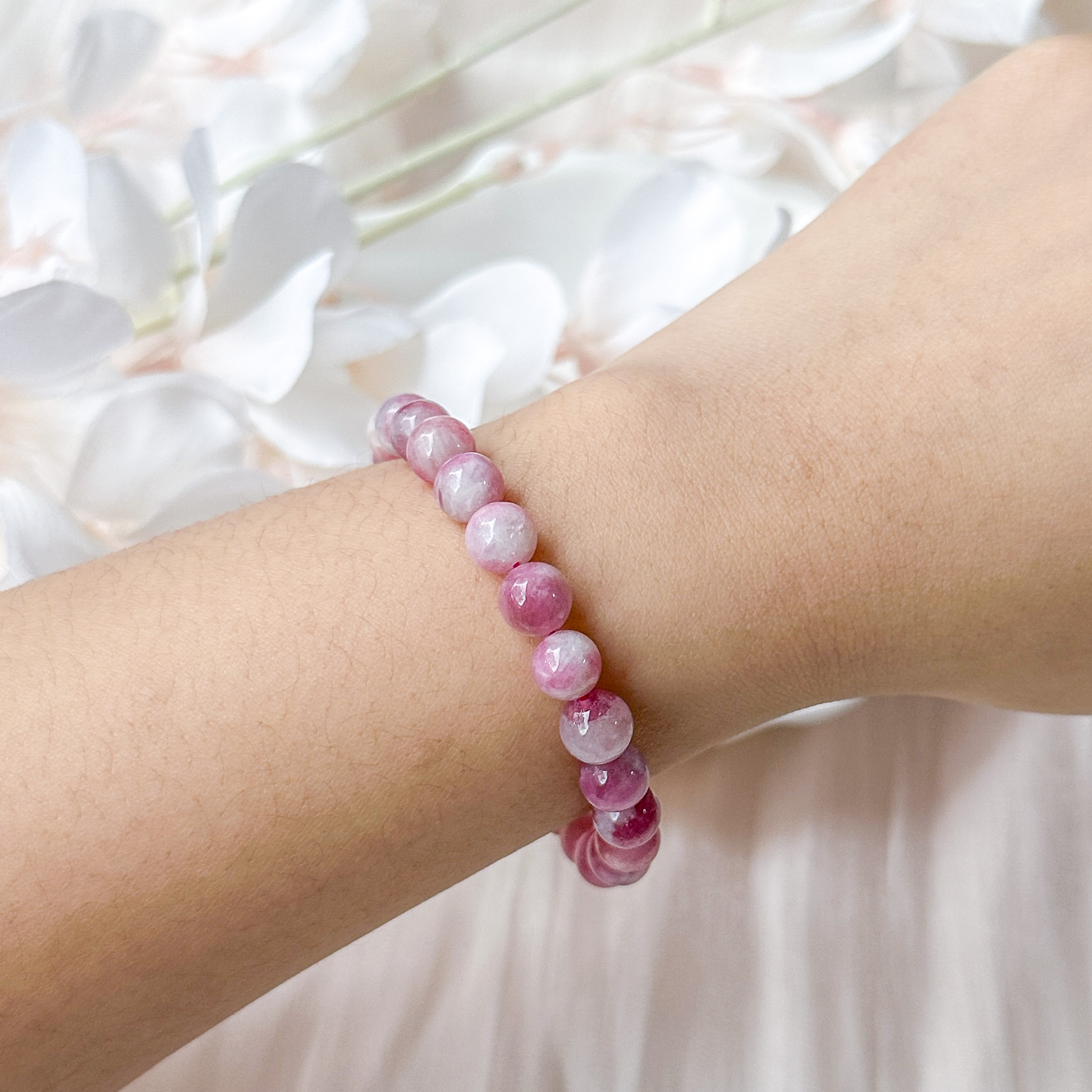 Cherry Blossom Tourmaline 7mm Bracelet