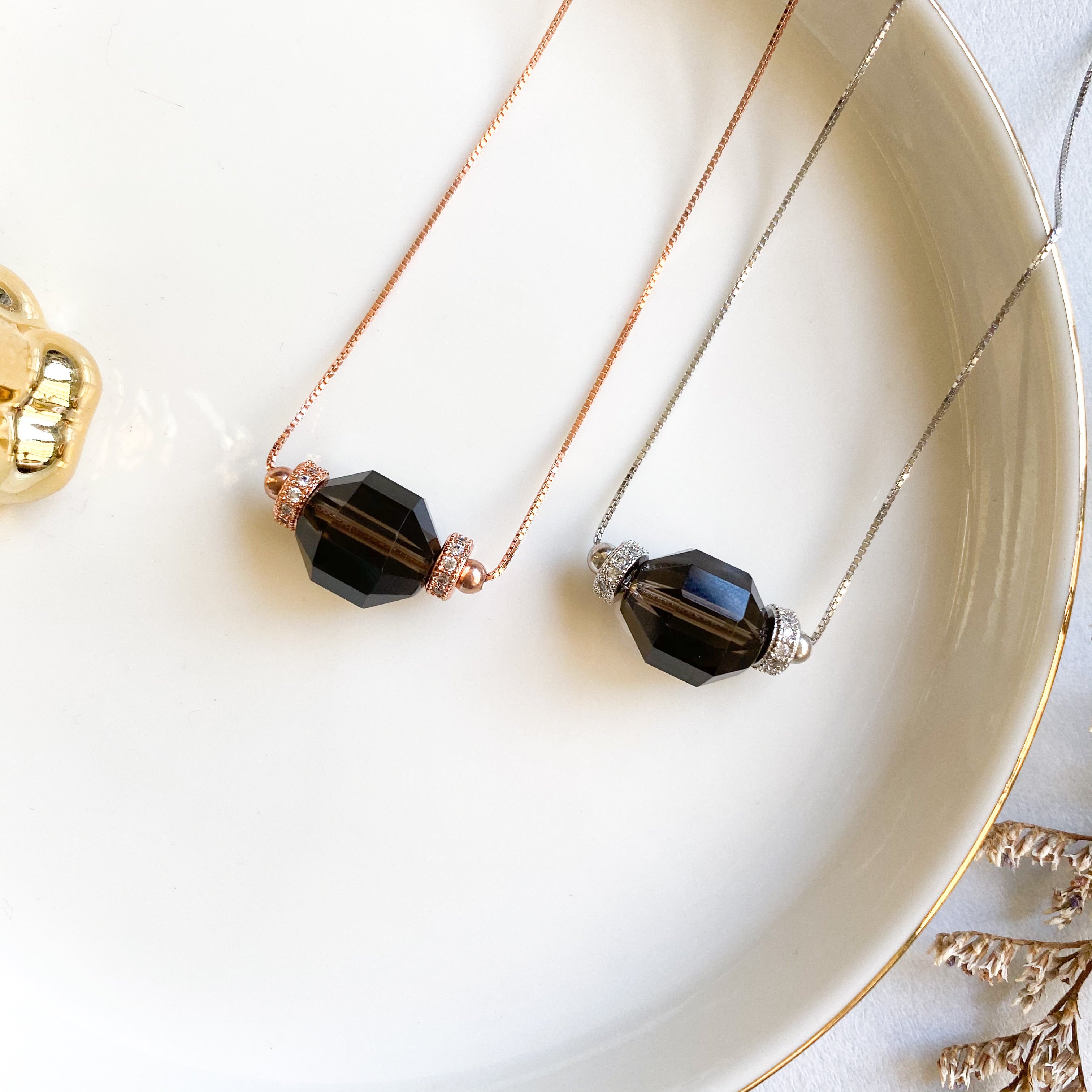 Smoky Quartz Geometric Necklace
