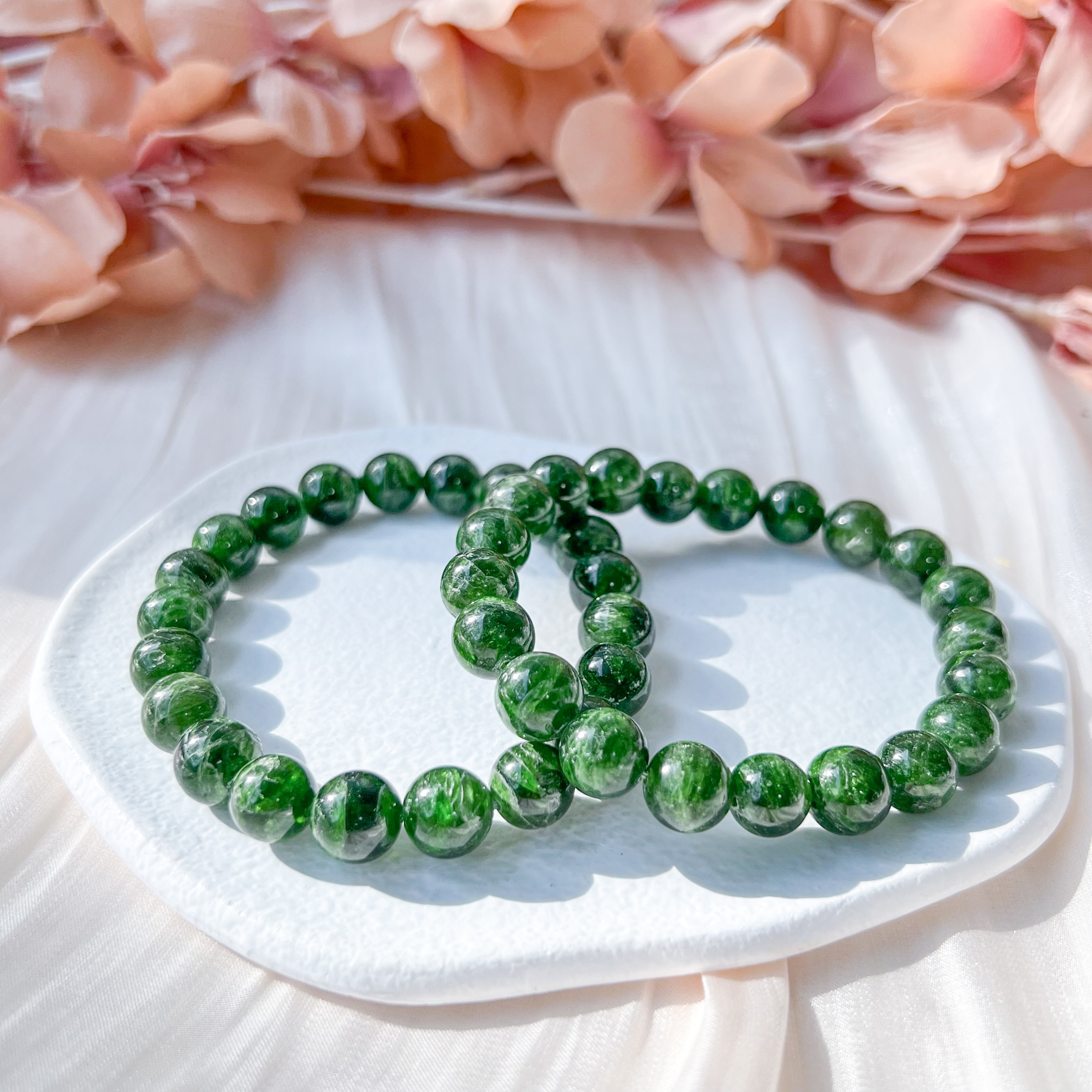 Chrome Dioptase 9+mm AAA Bracelet