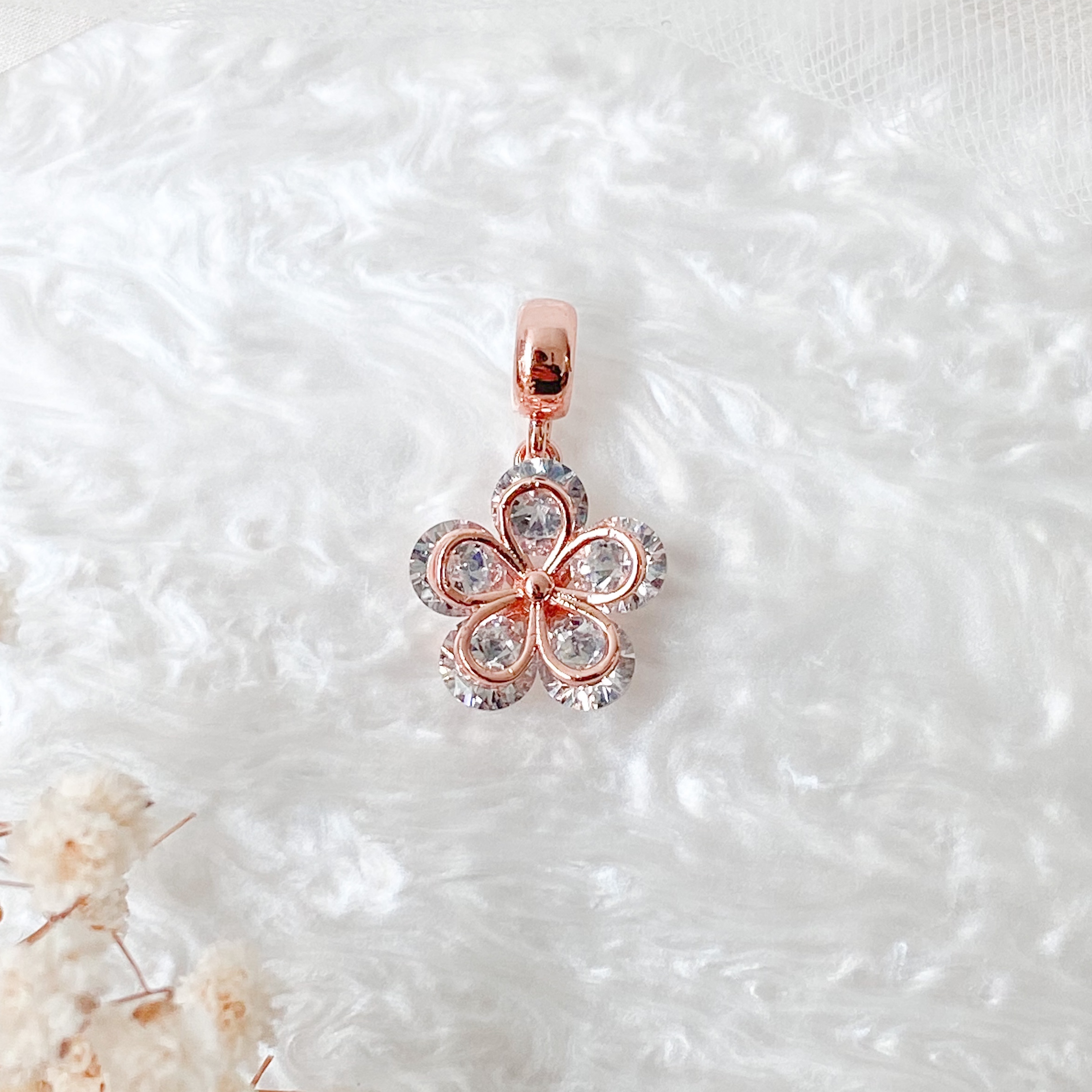 Bejeweled Blossom Rose Gold Charm (1pc)