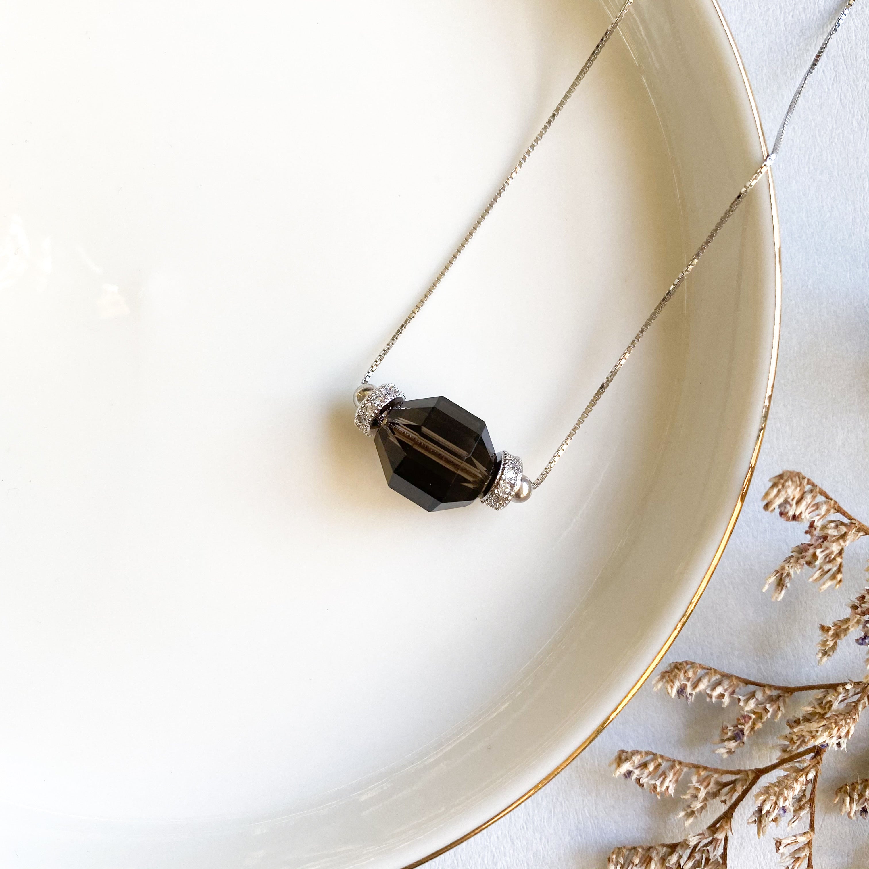 Smoky Quartz Geometric Necklace