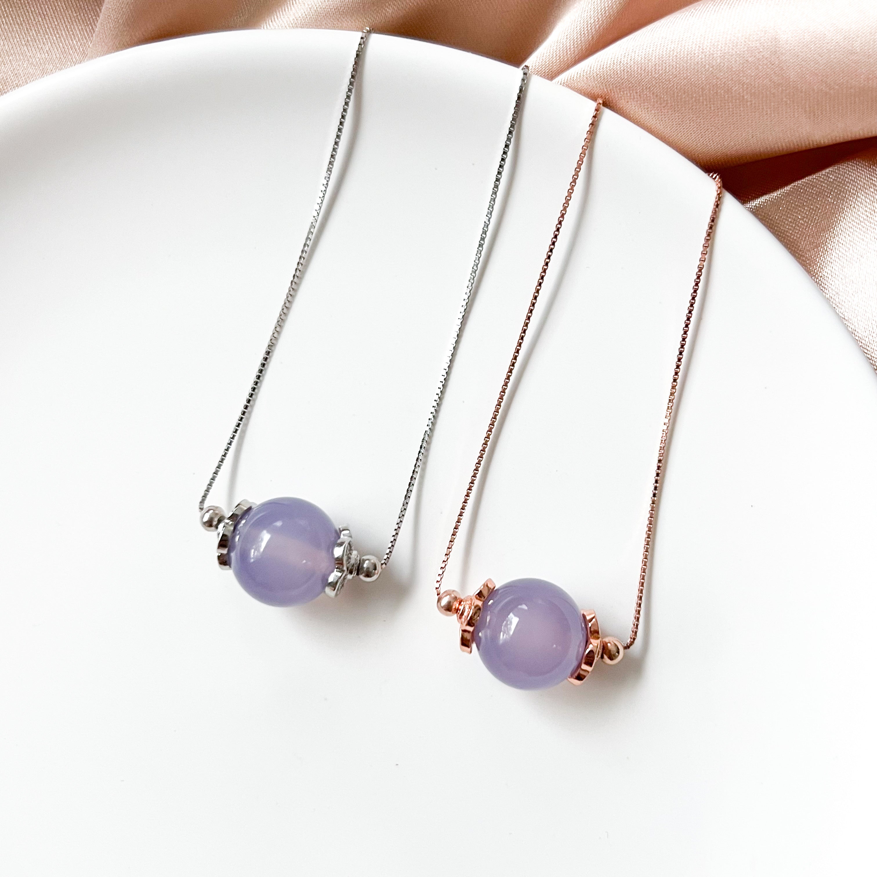 Purple Chalcedony Solitaire Necklace