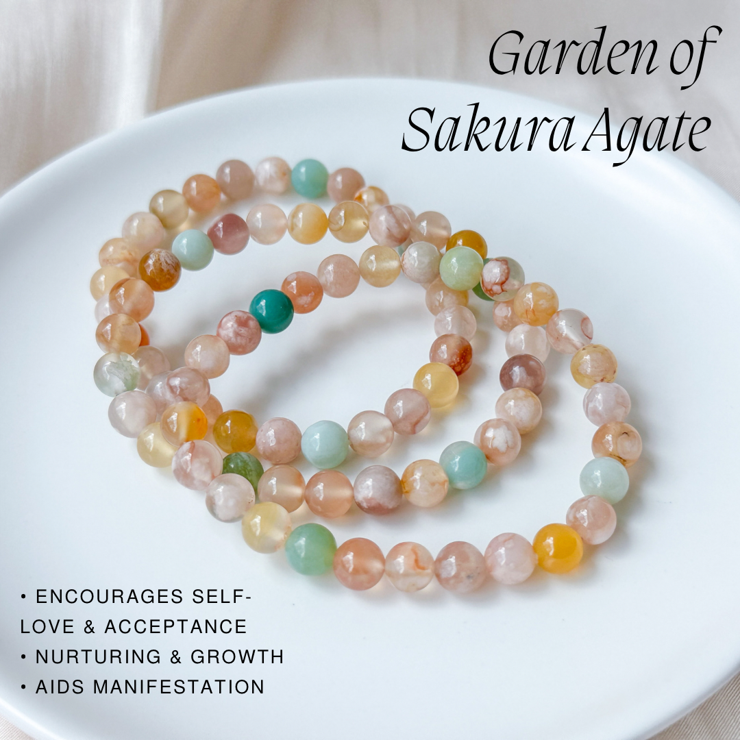 Garden Sakura Agate 6mm Bracelet