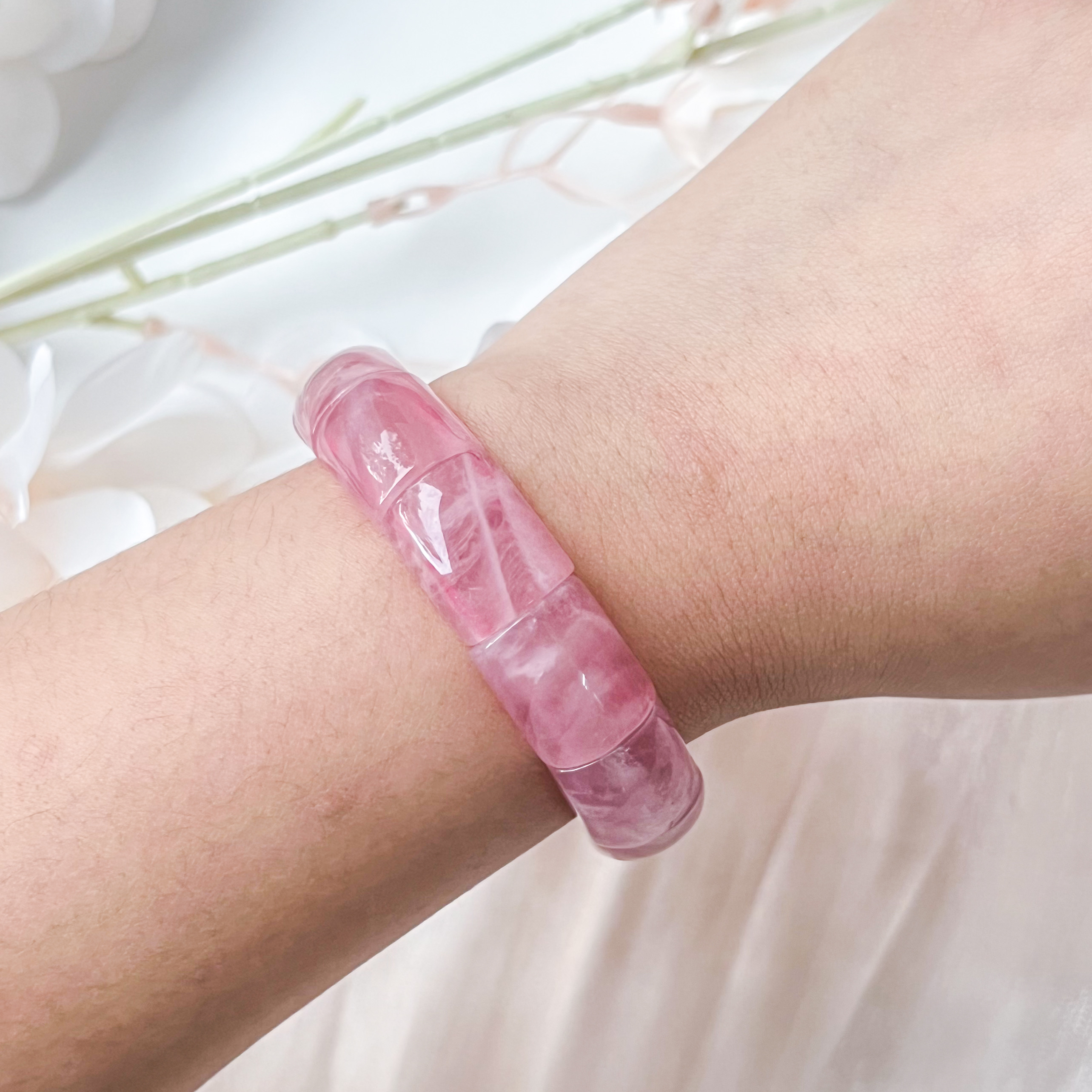 Lavender Rose Quartz Rect AAA Bracelet
