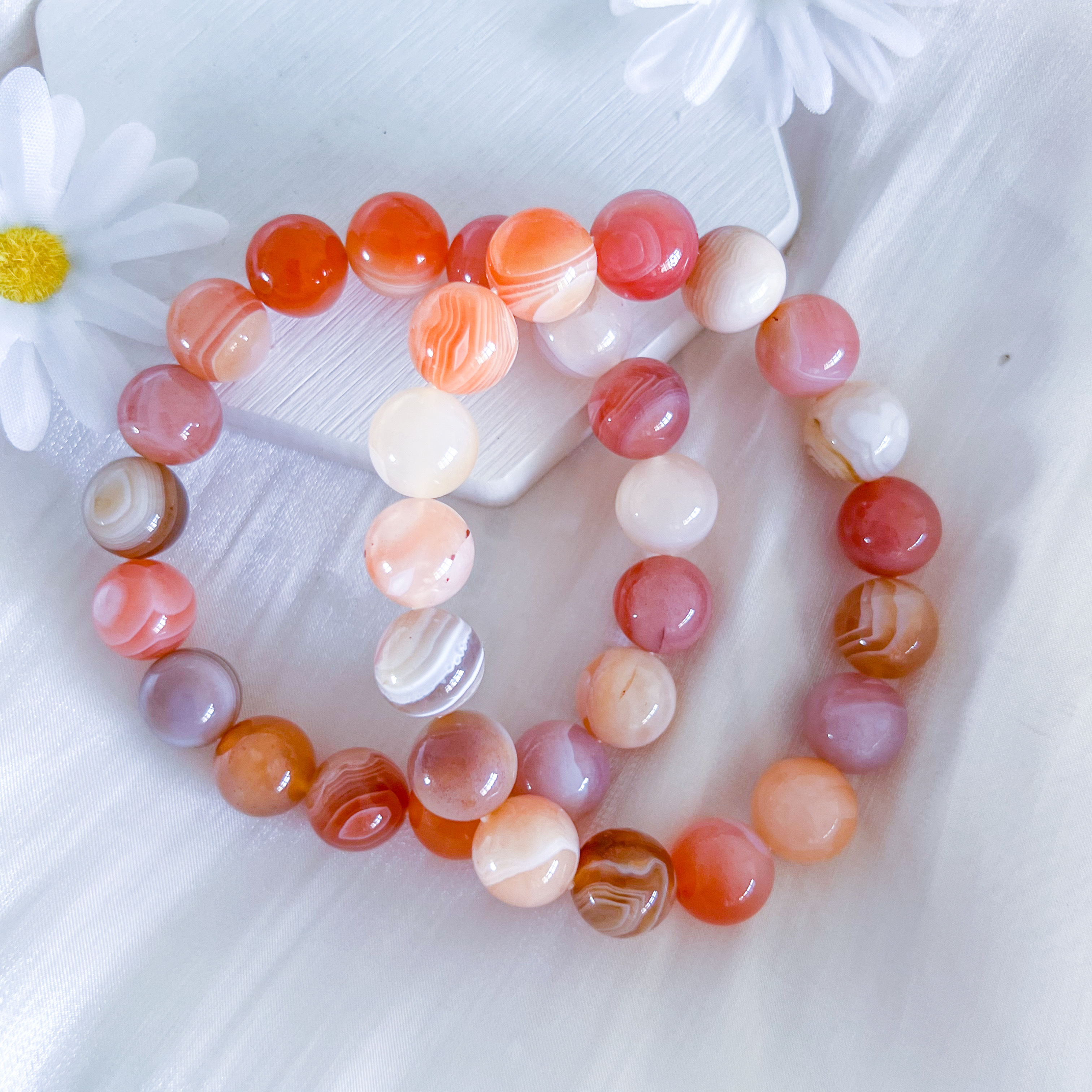 Pink Botswana Agate 12mm Bracelet