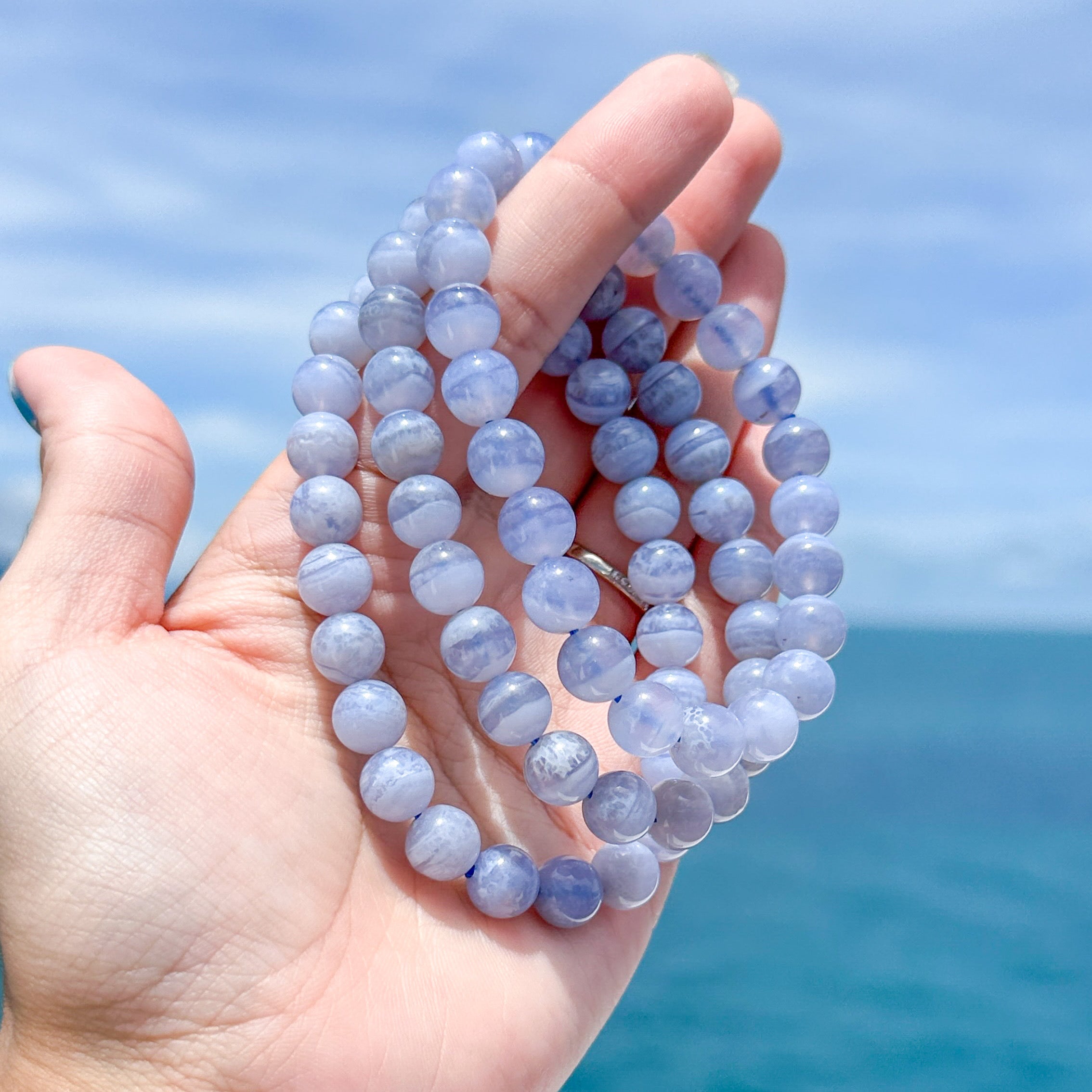 Blue Lace Agate 8mm Bracelet