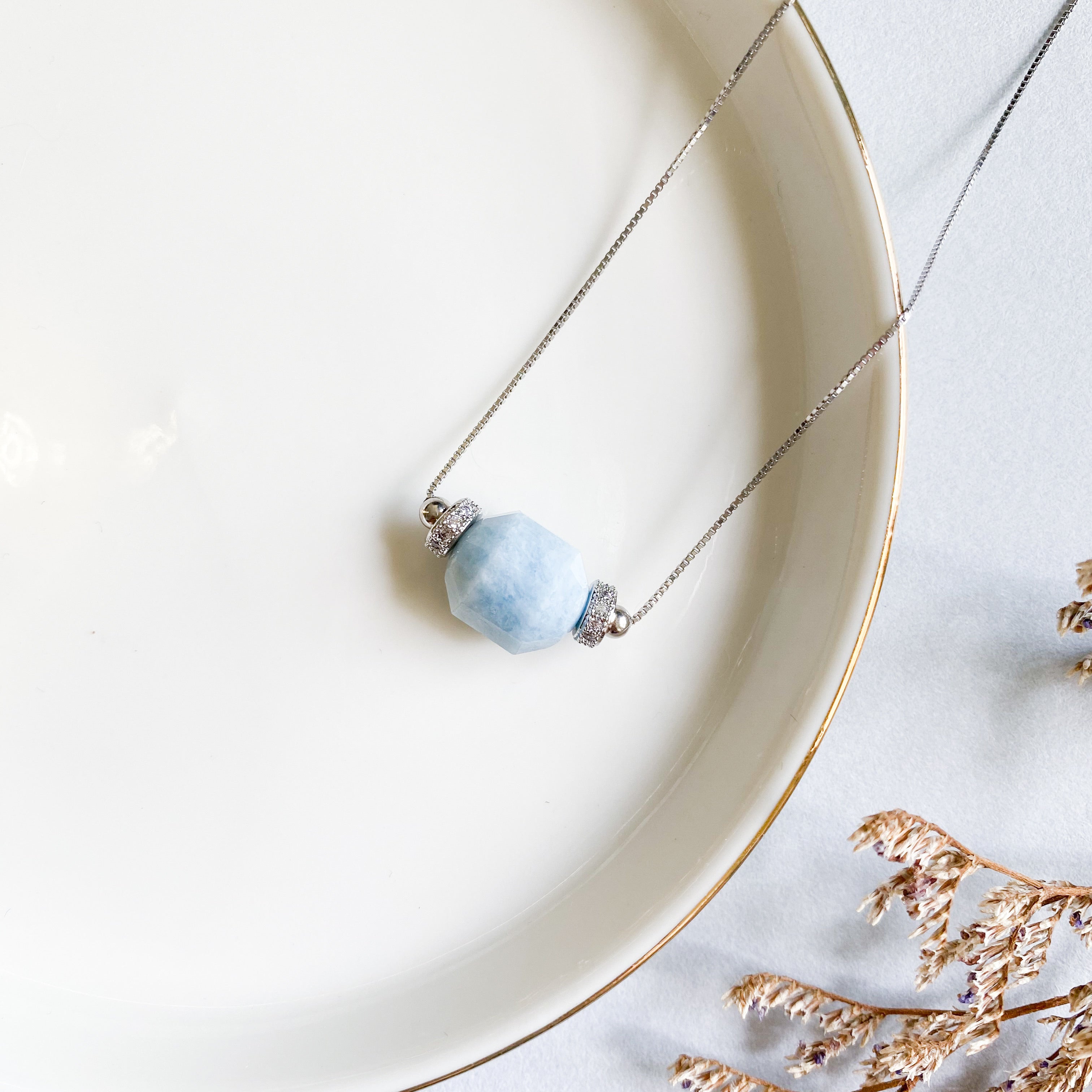 Aquamarine Geometric Necklace