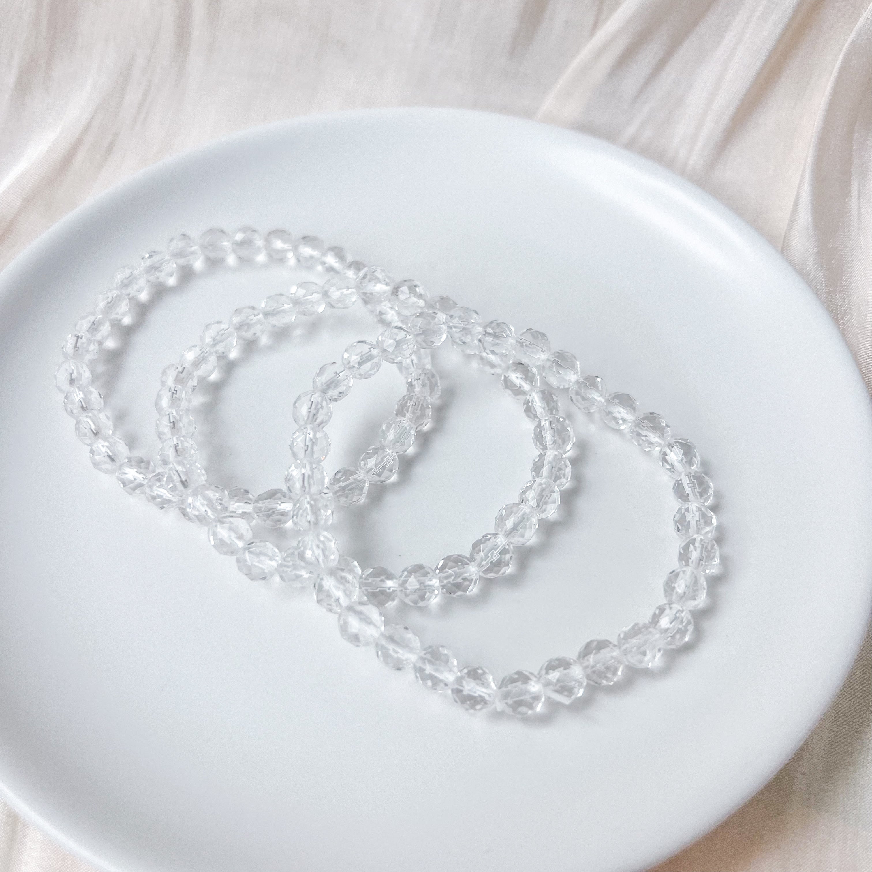 Clear Quartz 6mm Cut Bracelet