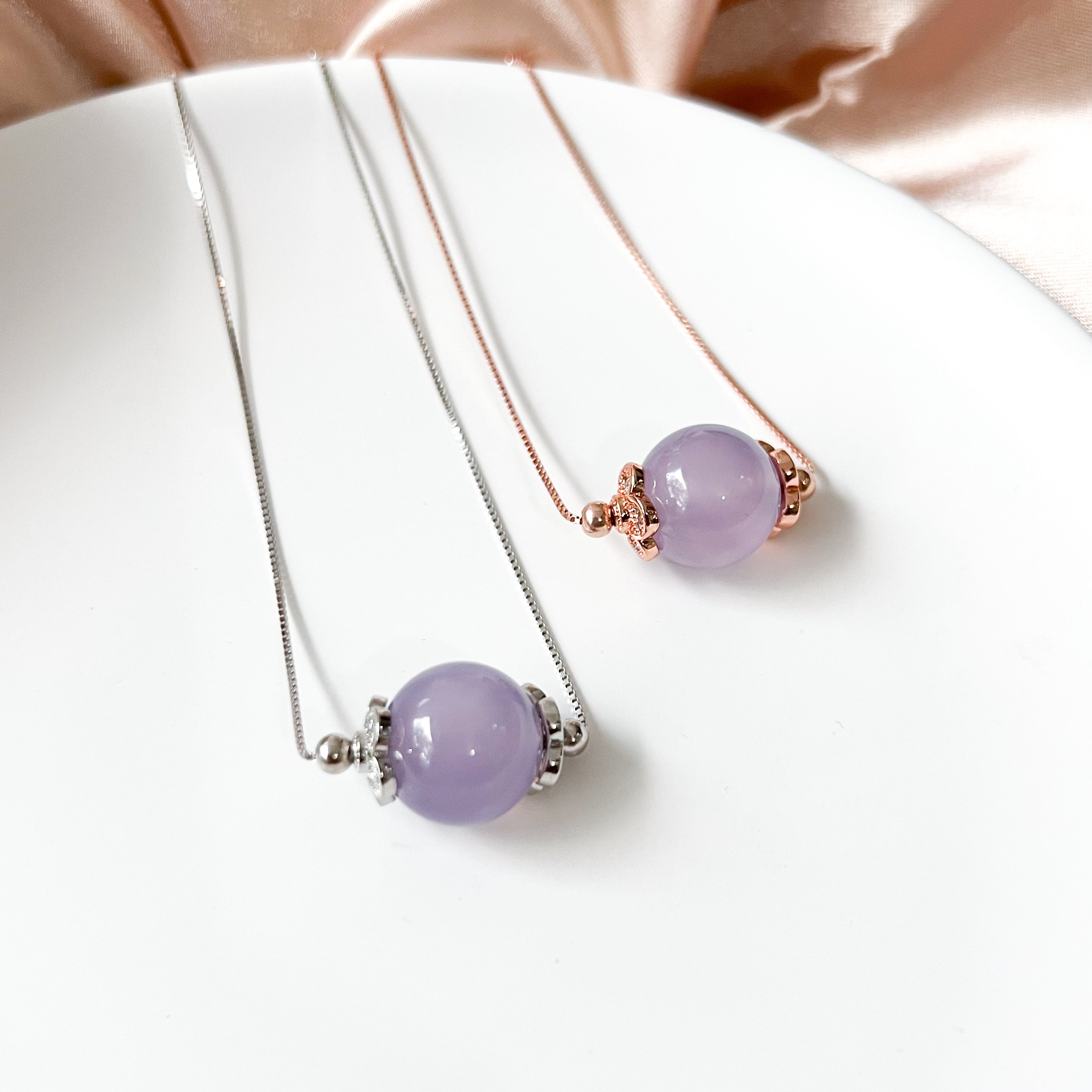 Purple Chalcedony Solitaire Necklace