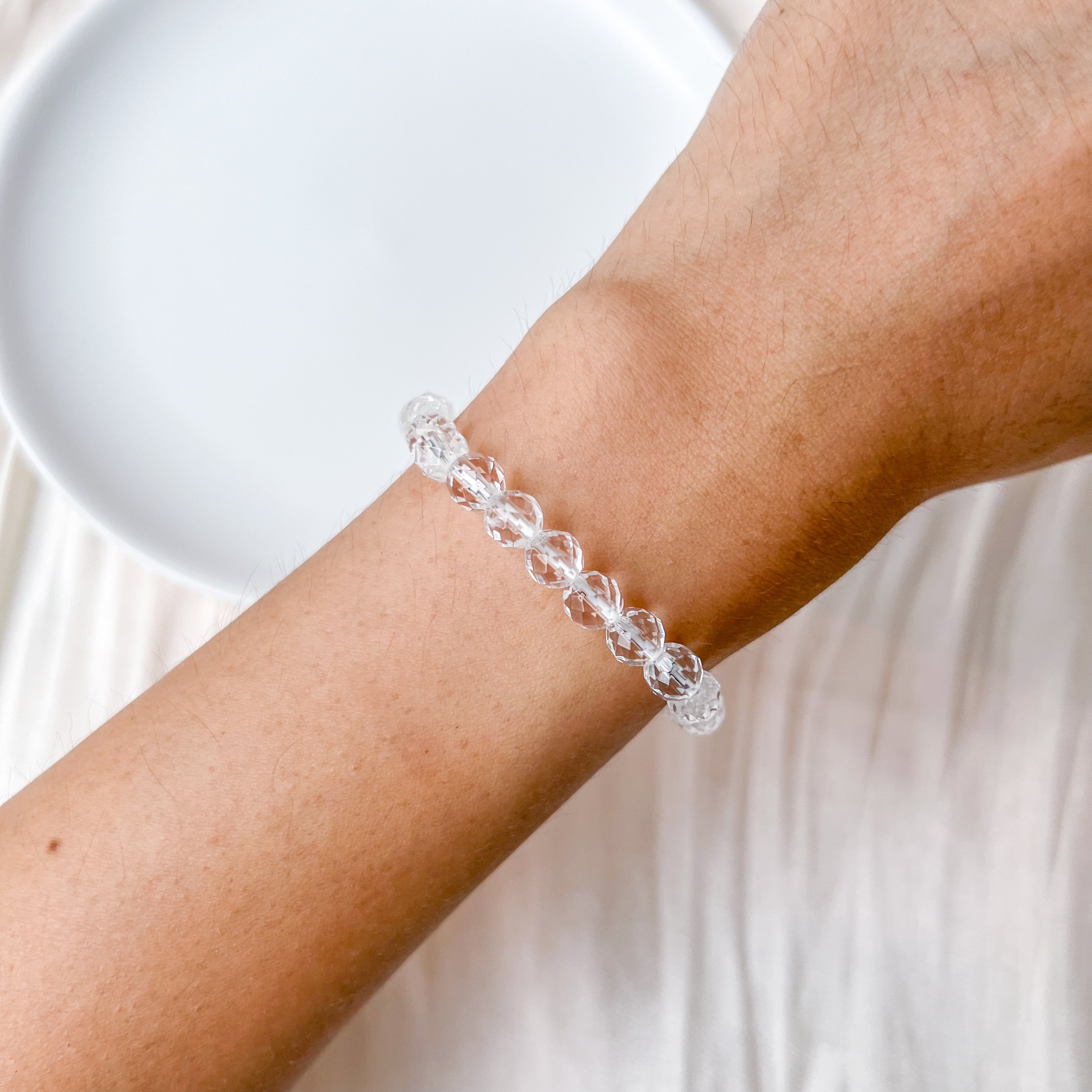 Clear Quartz 6mm Cut Bracelet