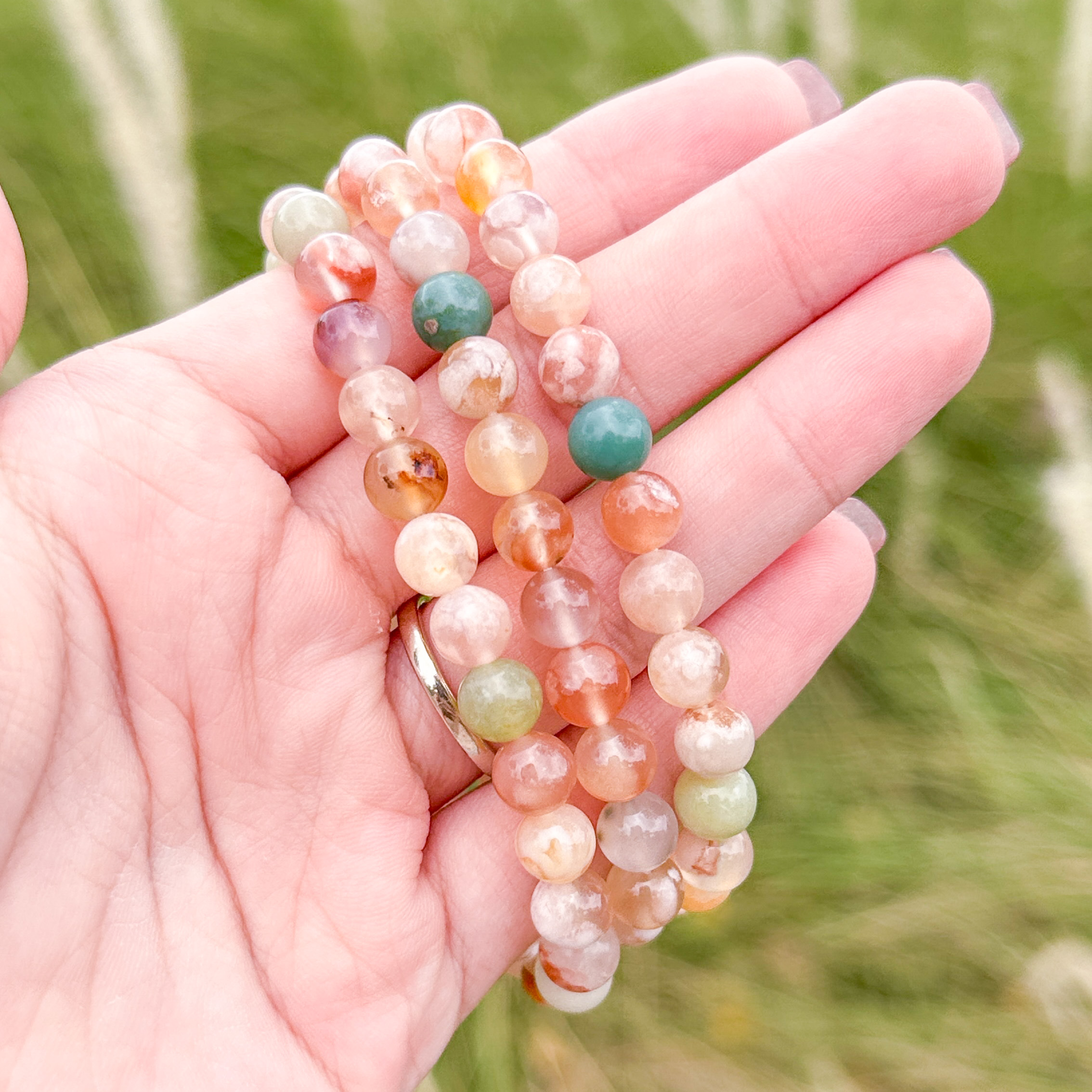 Garden Sakura Agate 6mm Bracelet