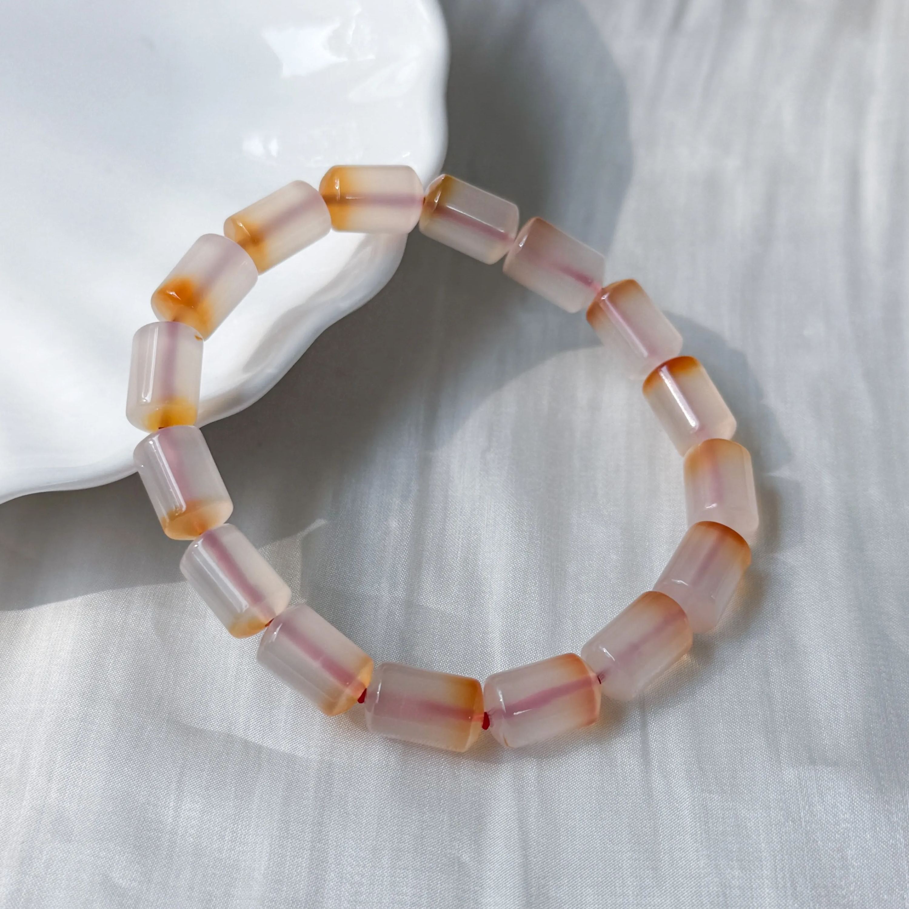 Candy Agate Barrel Bracelet