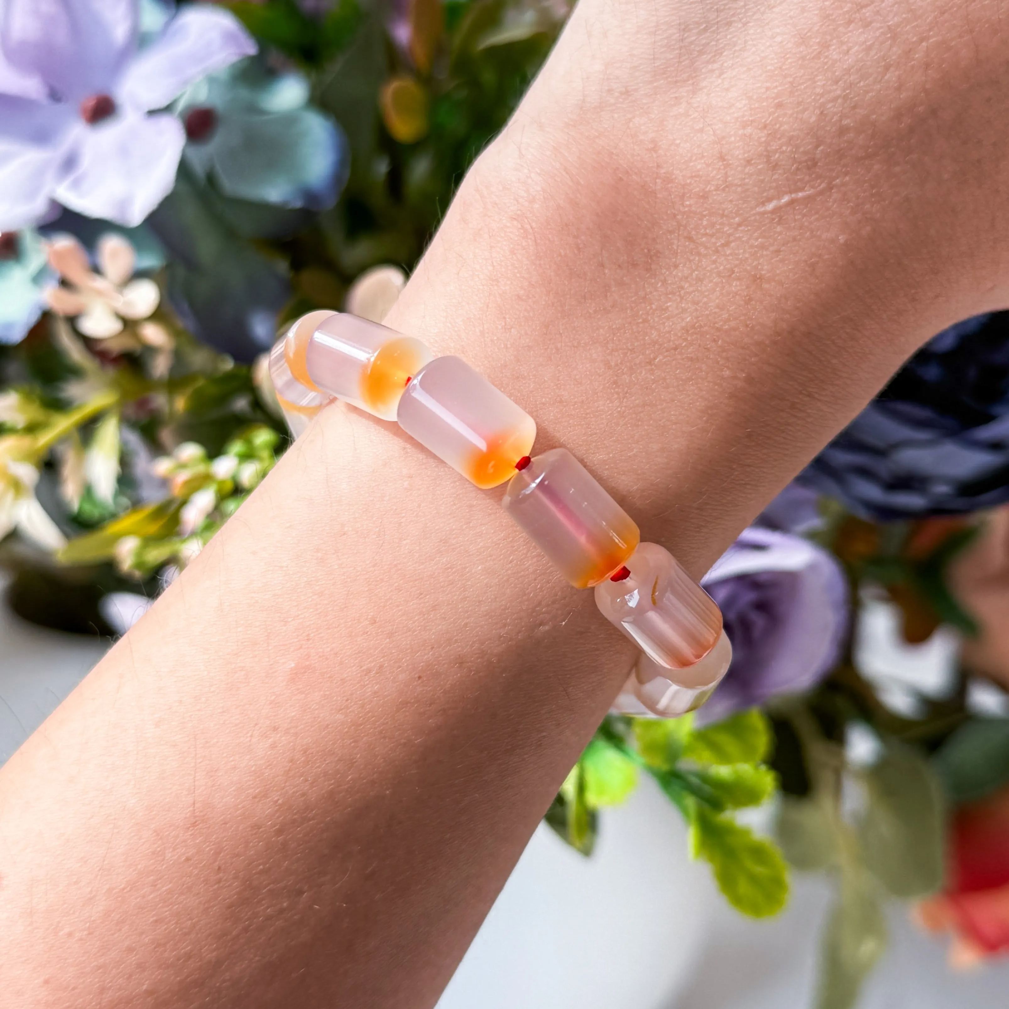 Candy Agate Barrel Bracelet