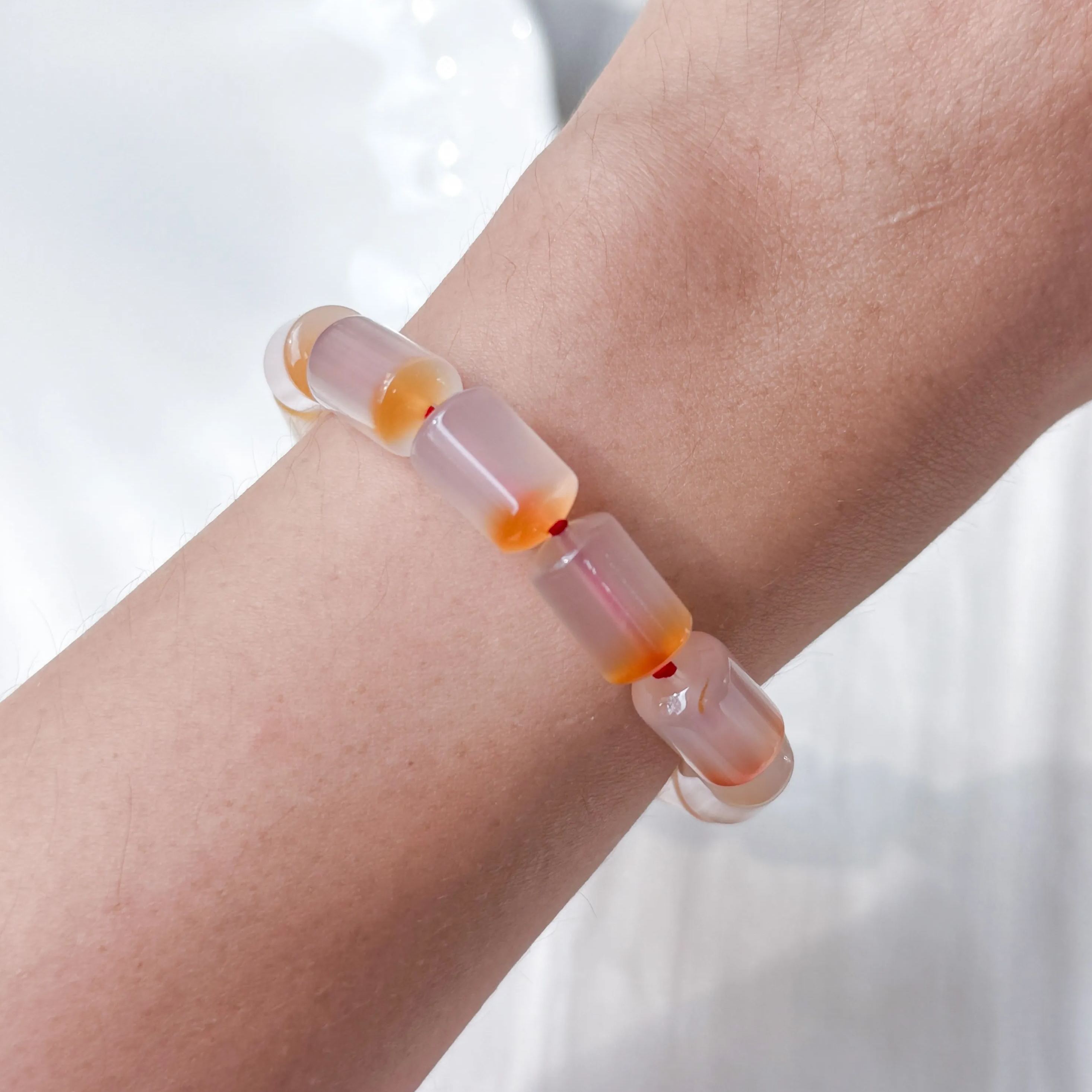 Candy Agate Barrel Bracelet