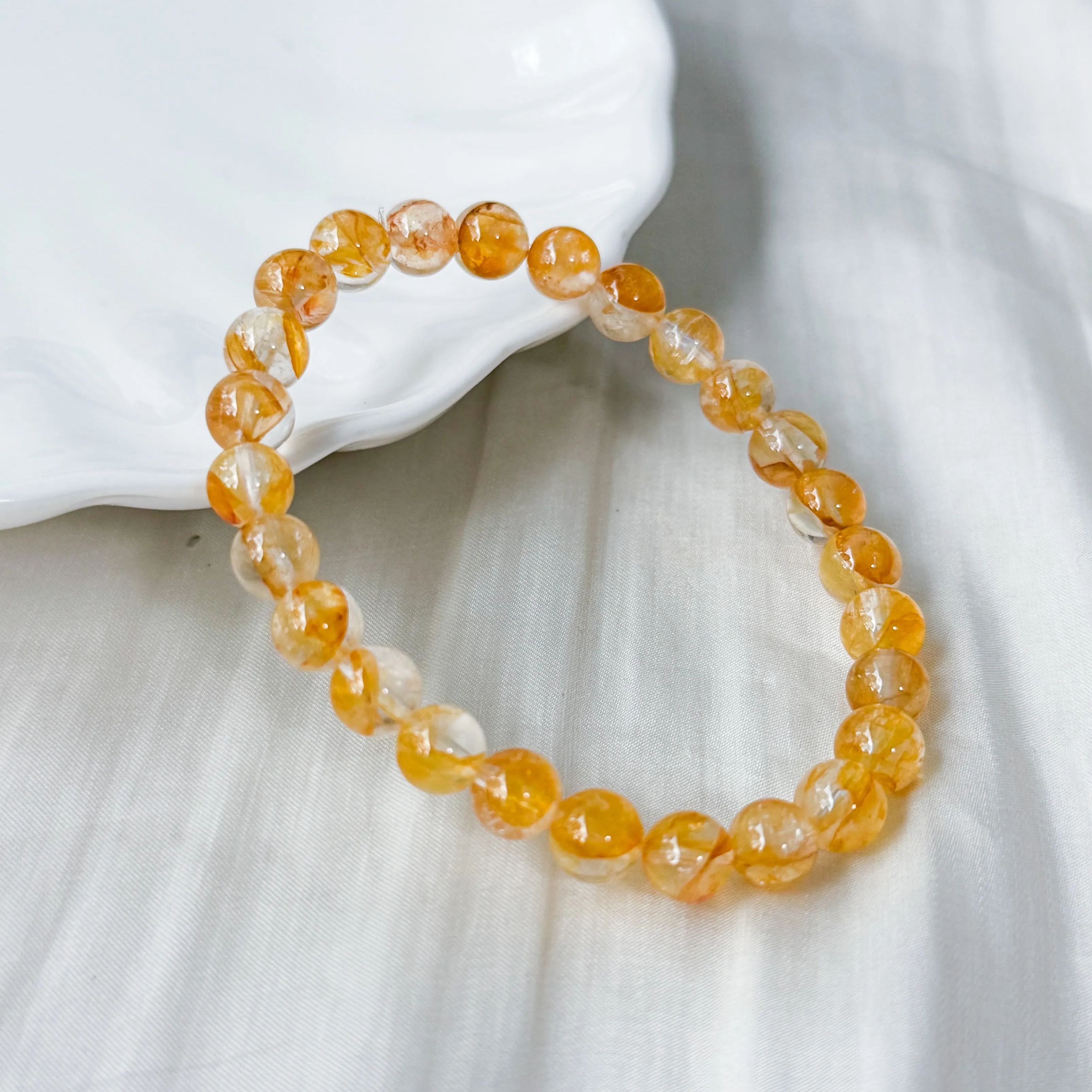 Yellow Hematoid in Quartz 6-7mm Bracelet