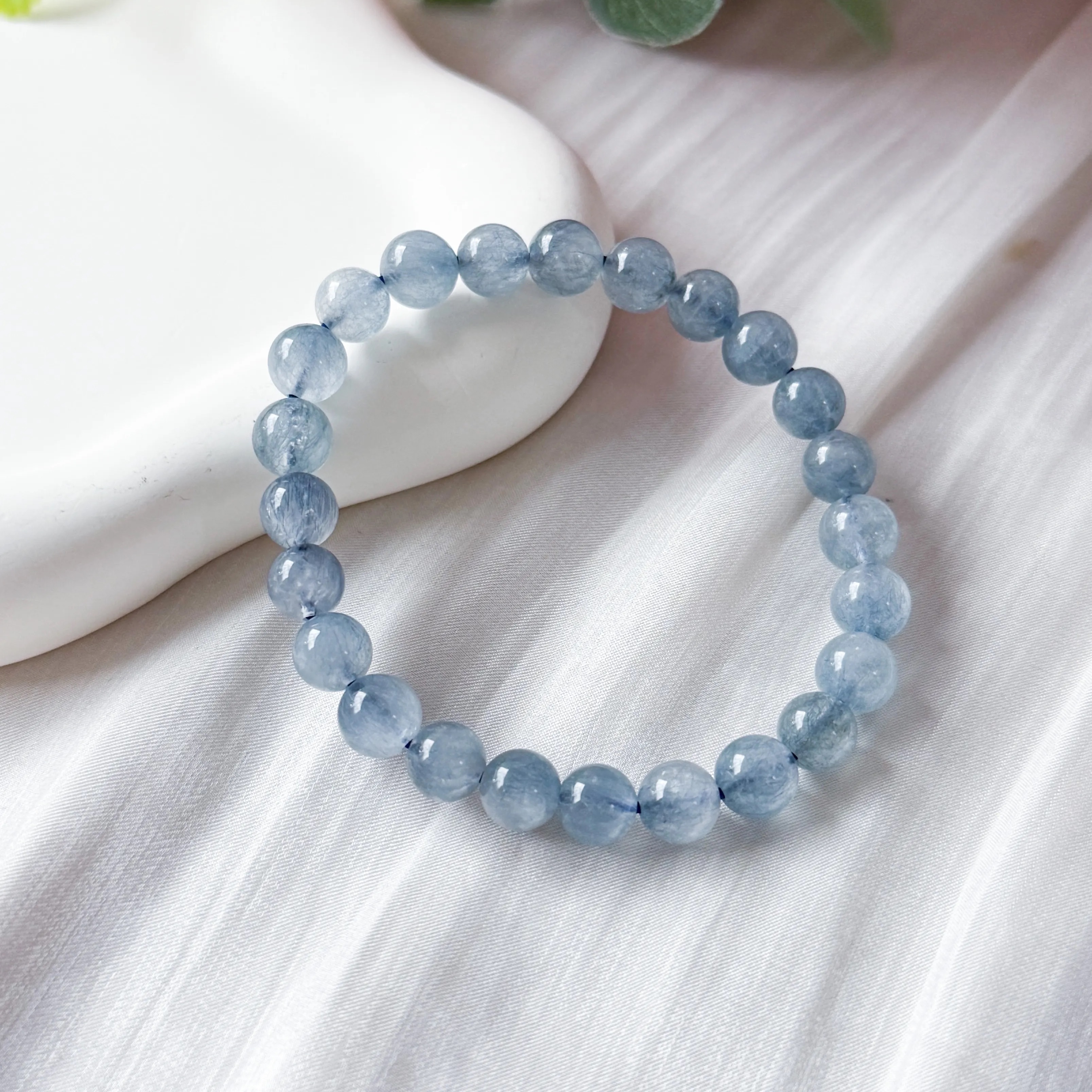 Blue Rabbit Hair Rutilated Quartz 7-8mm Bracelet
