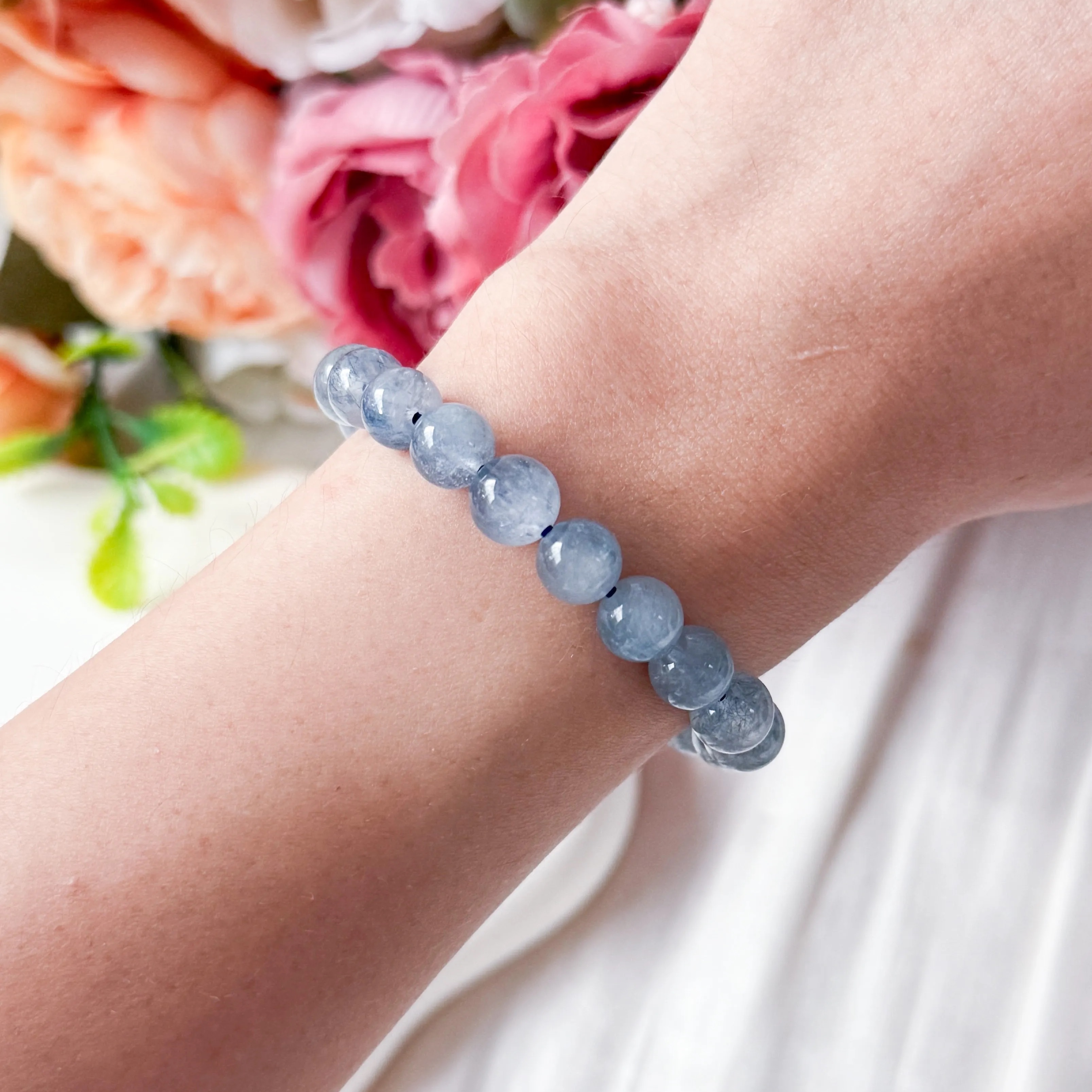 Blue Rabbit Hair Rutilated Quartz 7-8mm Bracelet